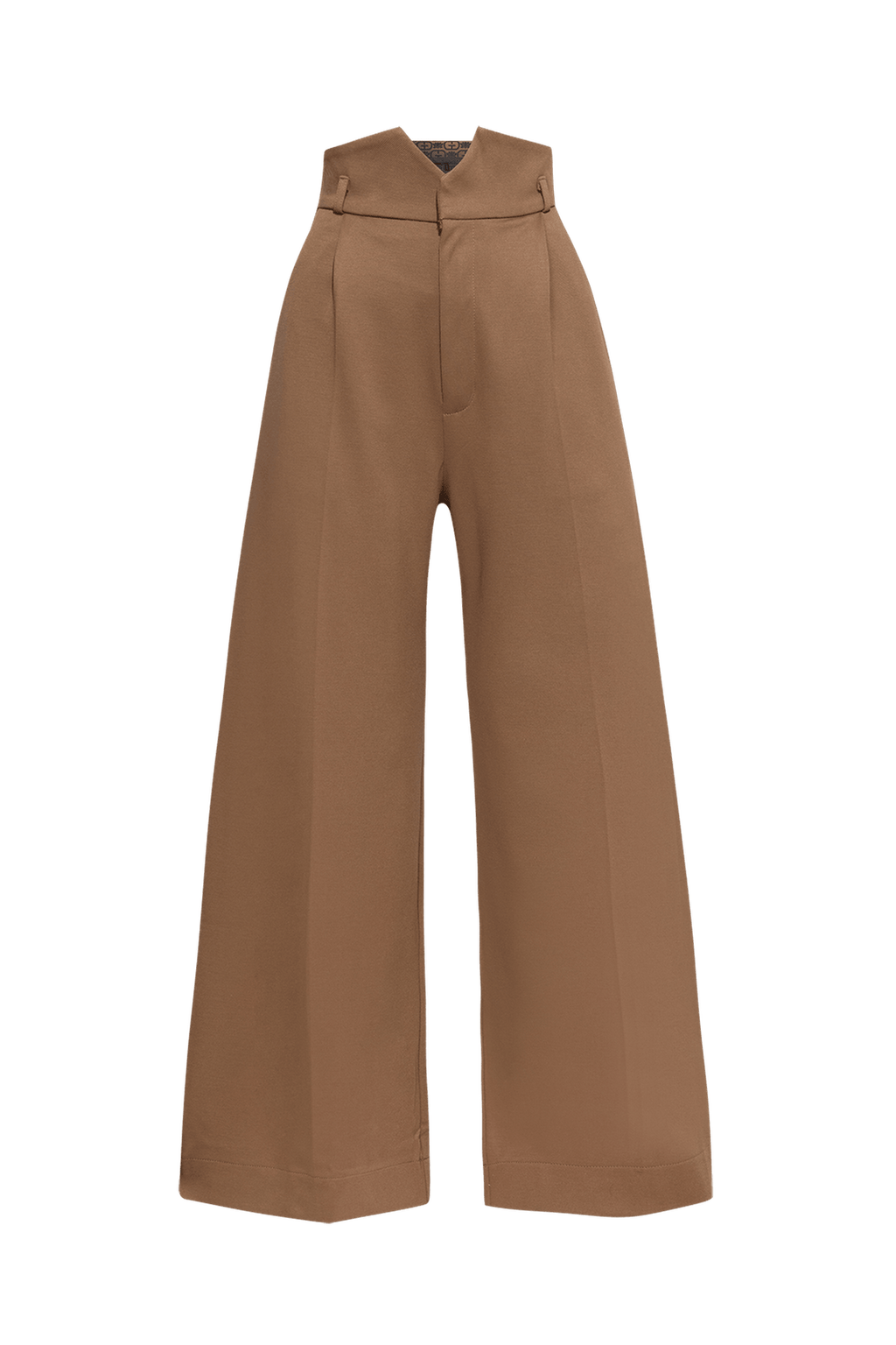 VISCOSE BLEND HIGH-WAISTED BEIGE TROUSERS - ESSENTIALS - Fashion Roots