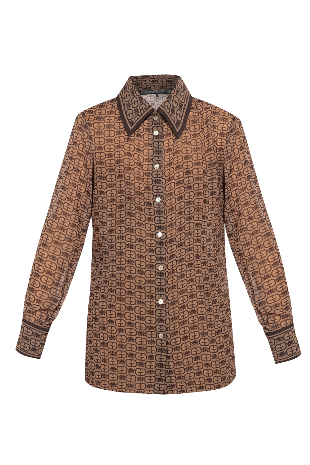 LONG SLEEVE PRINT SHIRT-MOCHA MOUSSE LOGO