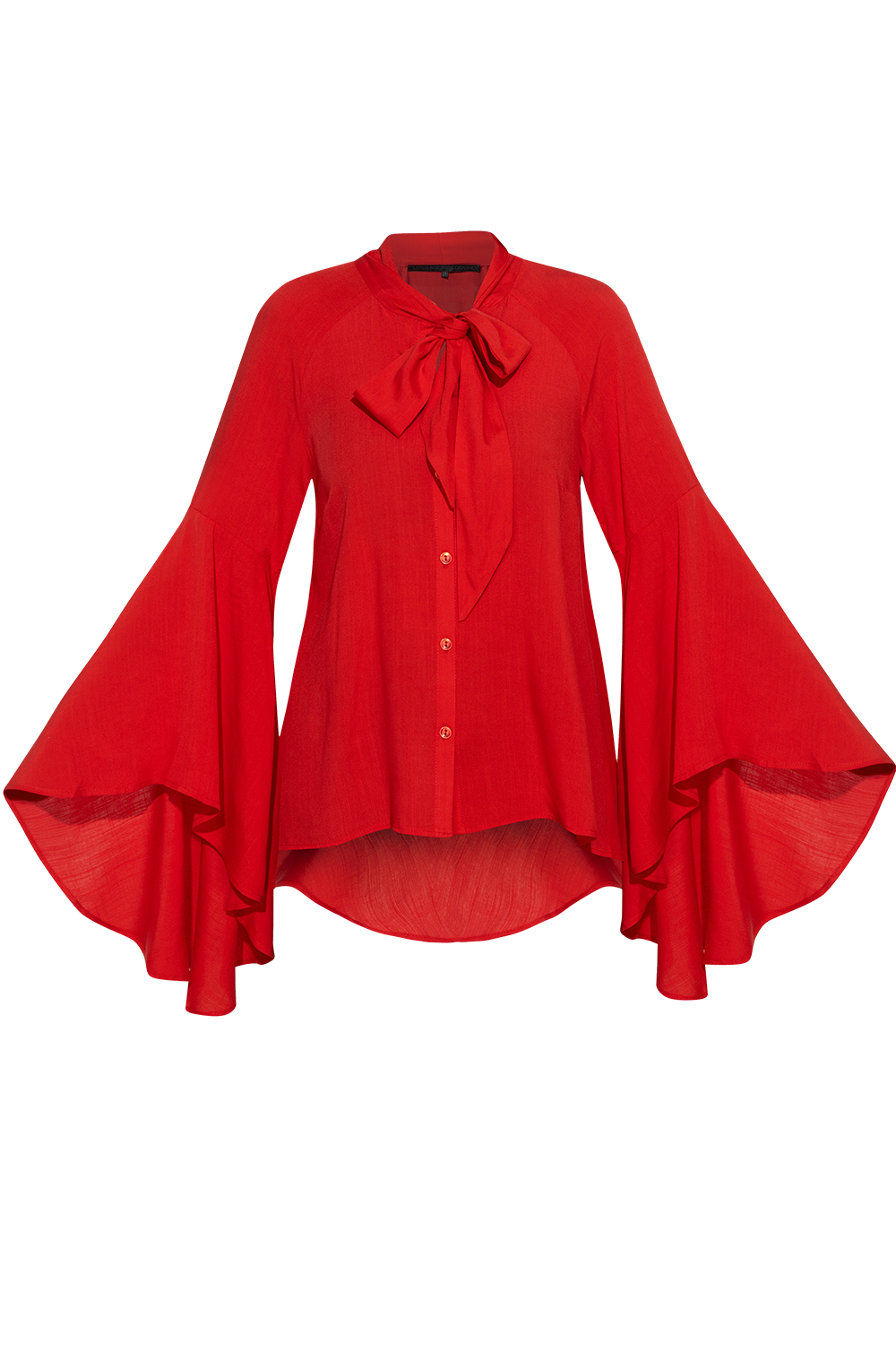 RED VISCOSE BLOUSE WITH FLARED SLEEVES - ESSENTIALS
