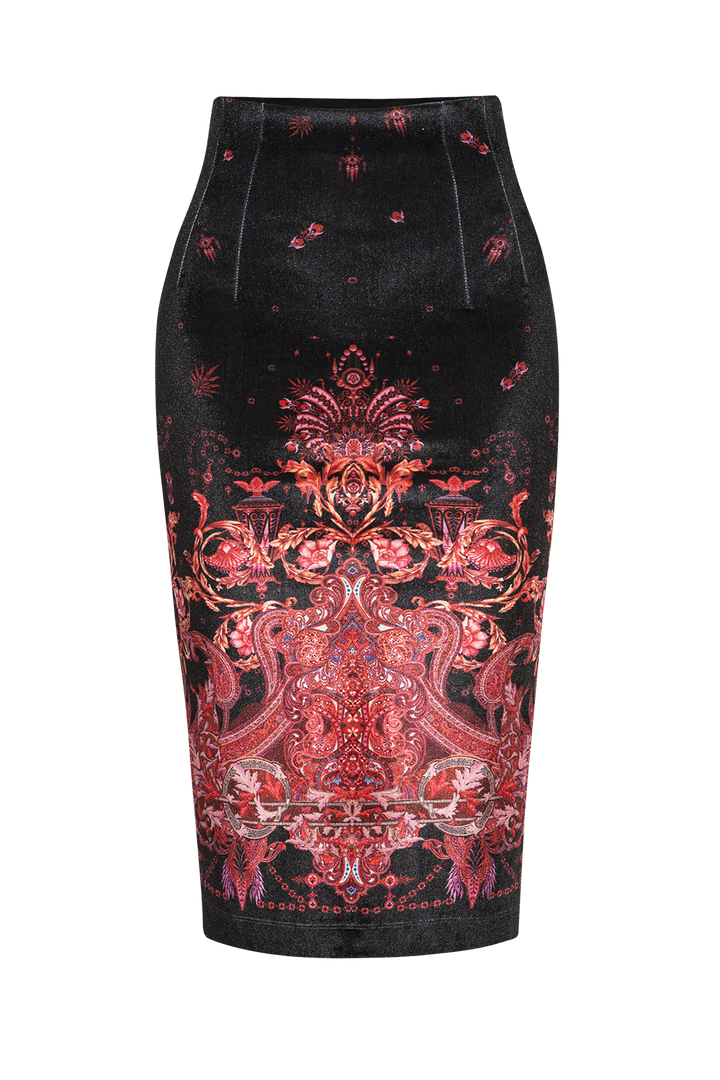 VELVET SKIRT - PAISLEY DARK JIORO ТЯСНА ПОЛА ОТ КАДИФЕ - PAISLEY DARK JIORO