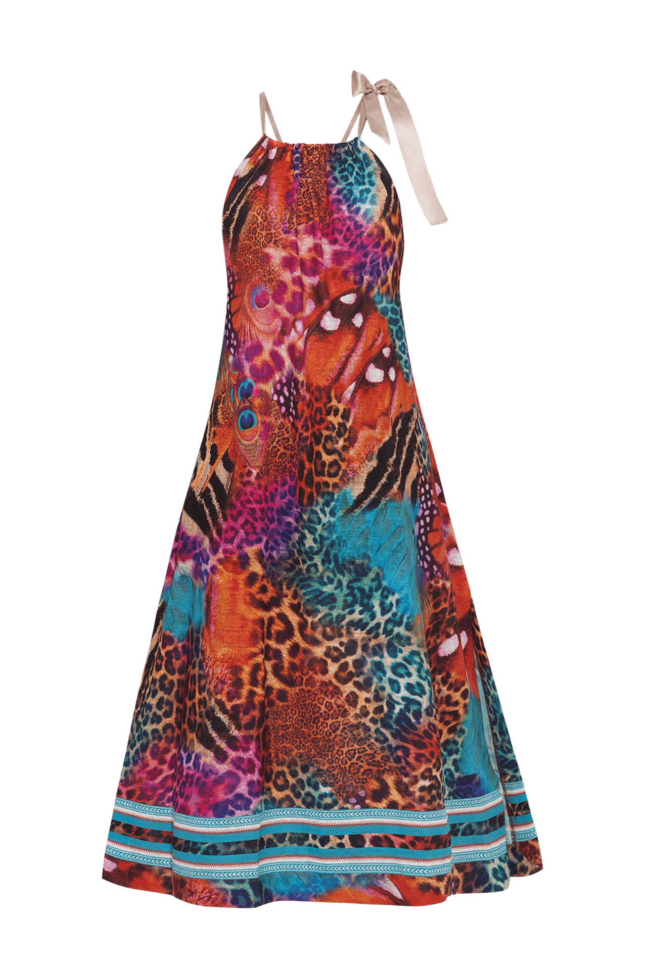 LOOSE LONG DRESS - LEO NEON WILD - Fashion Roots