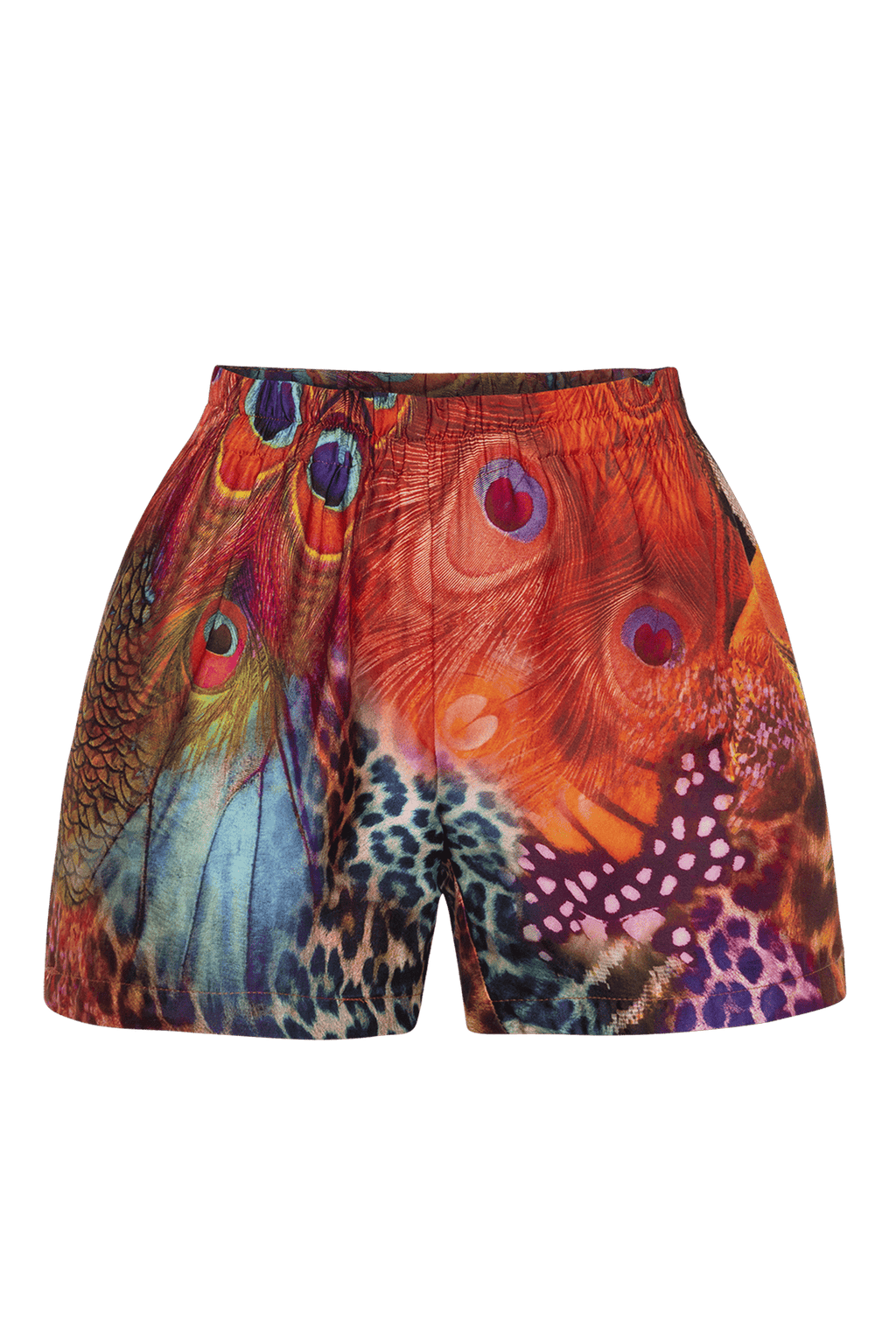 WOMEN'S SATIN VISCOSE SHORTS - LEO NEON WILD JIORO ДАМСКИ ШОРТИ ЛЪСКАВА ВИСКОЗА - LEO NEON JIORO