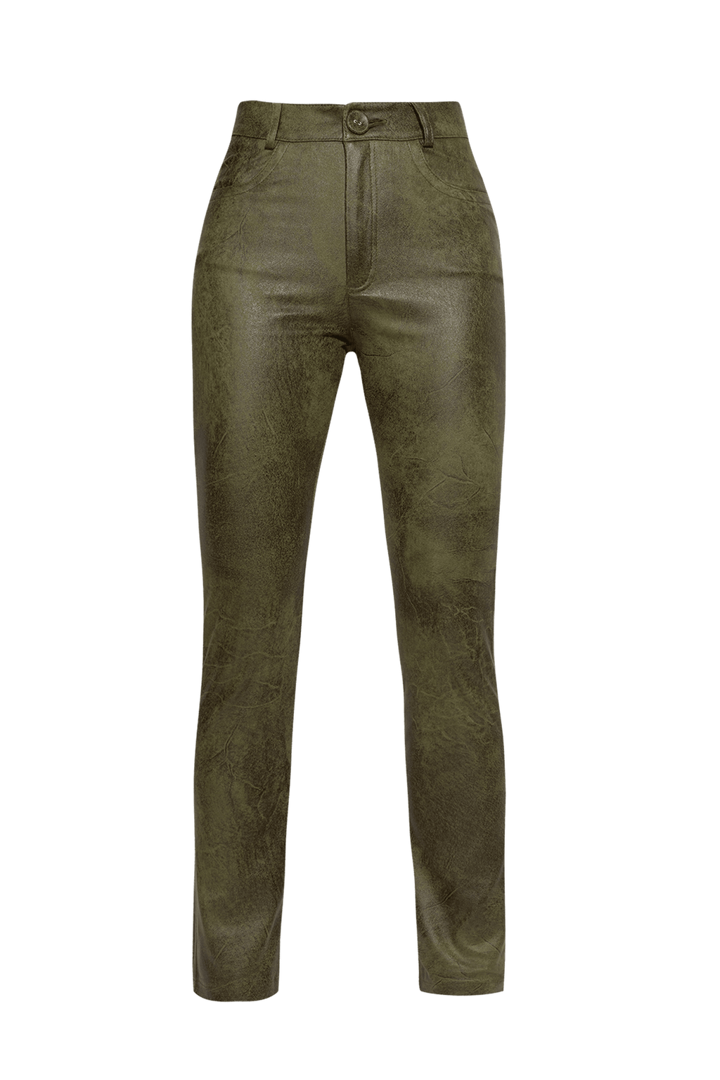 SKINNY 5-POCKET PANTS IN OLIVE GREEN - ESSENTIALS - Fashion Roots