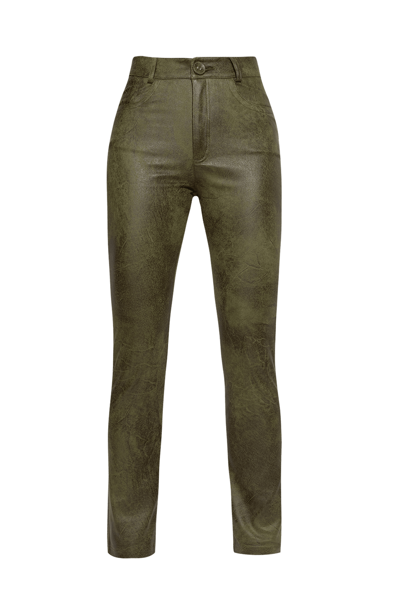 SKINNY 5-POCKET PANTS IN OLIVE GREEN - ESSENTIALS - Fashion Roots