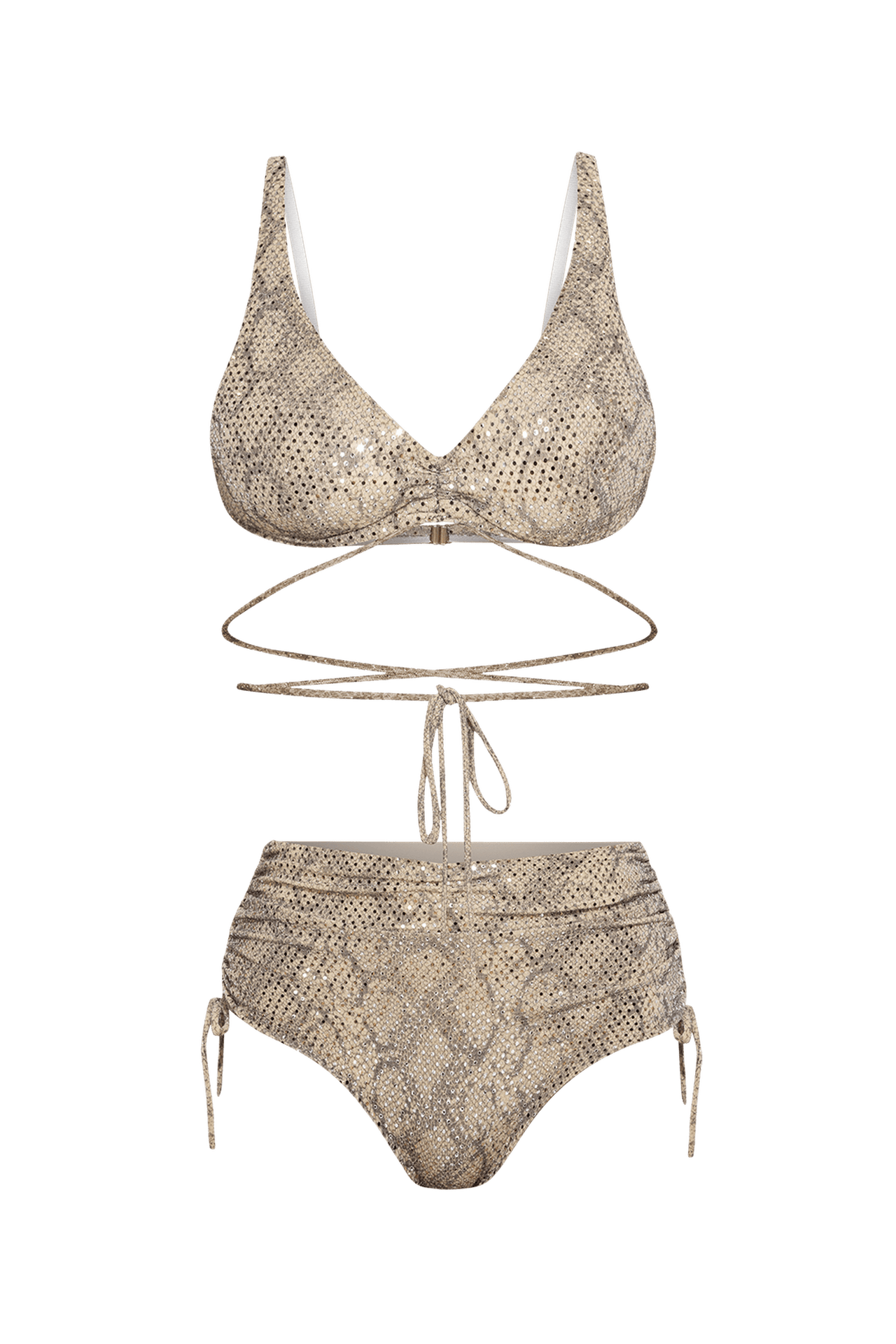 TRIANGLE TOP IN BEIGE WITH GLITTER - ESSENTIALS JIORO ГОРНИЩЕ ТИП ТРИЪГЪЛНИК В БЕЖОВО С БЛЯСЪК - ESSENTIALS JIORO