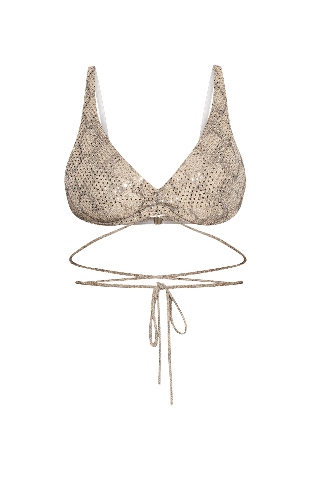 TRIANGLE TOP IN BEIGE WITH GLITTER - ESSENTIALS JIORO ГОРНИЩЕ ТИП ТРИЪГЪЛНИК В БЕЖОВО С БЛЯСЪК - ESSENTIALS JIORO