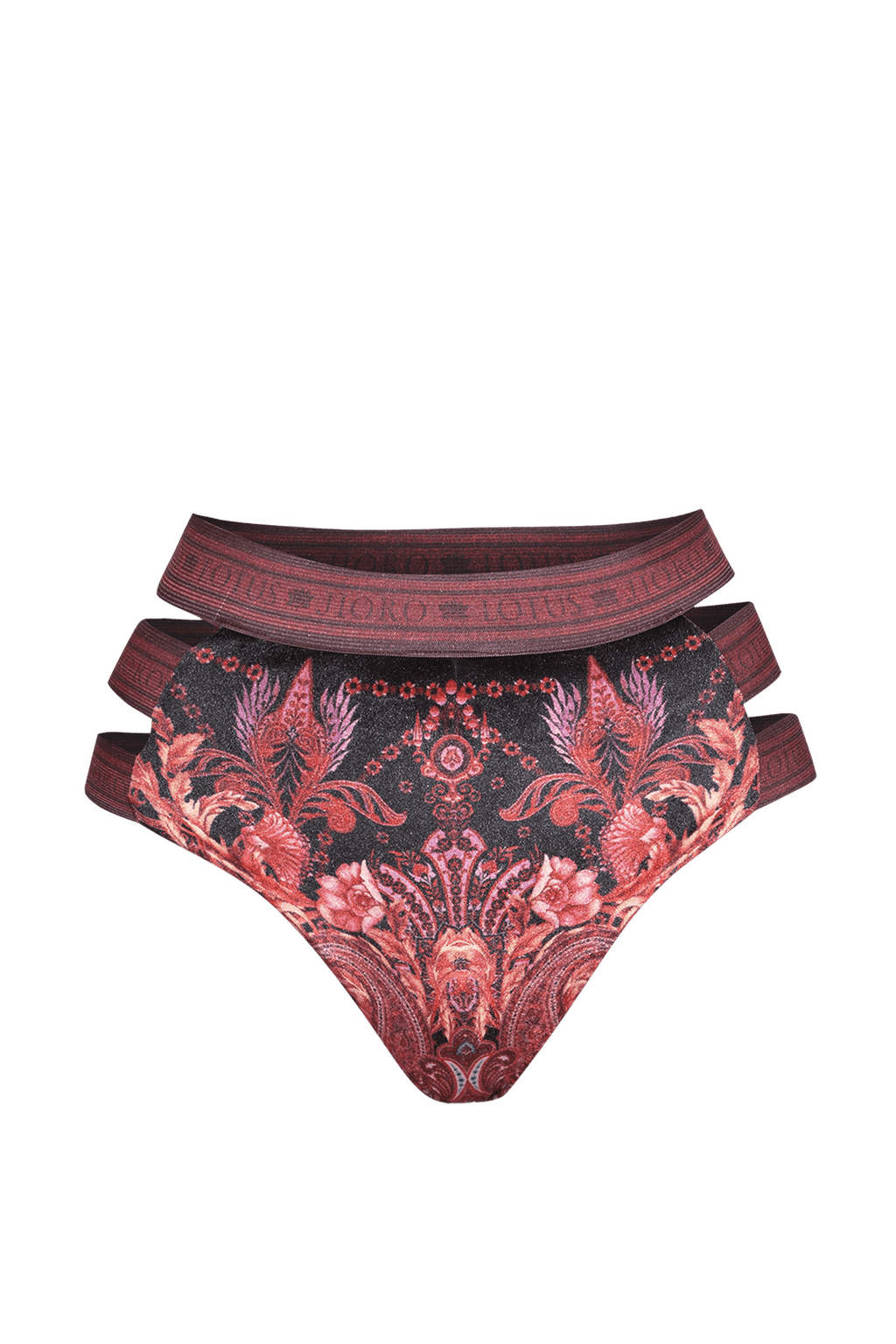 HIGH-WAISTED VELVET BIKINI BOTTOMS - PAISLEY DARK JIORO ДОЛНИЩЕ С ВИСОКА ТАЛИЯ ОТ КАДИФЕ - PAISLEY DARK JIORO