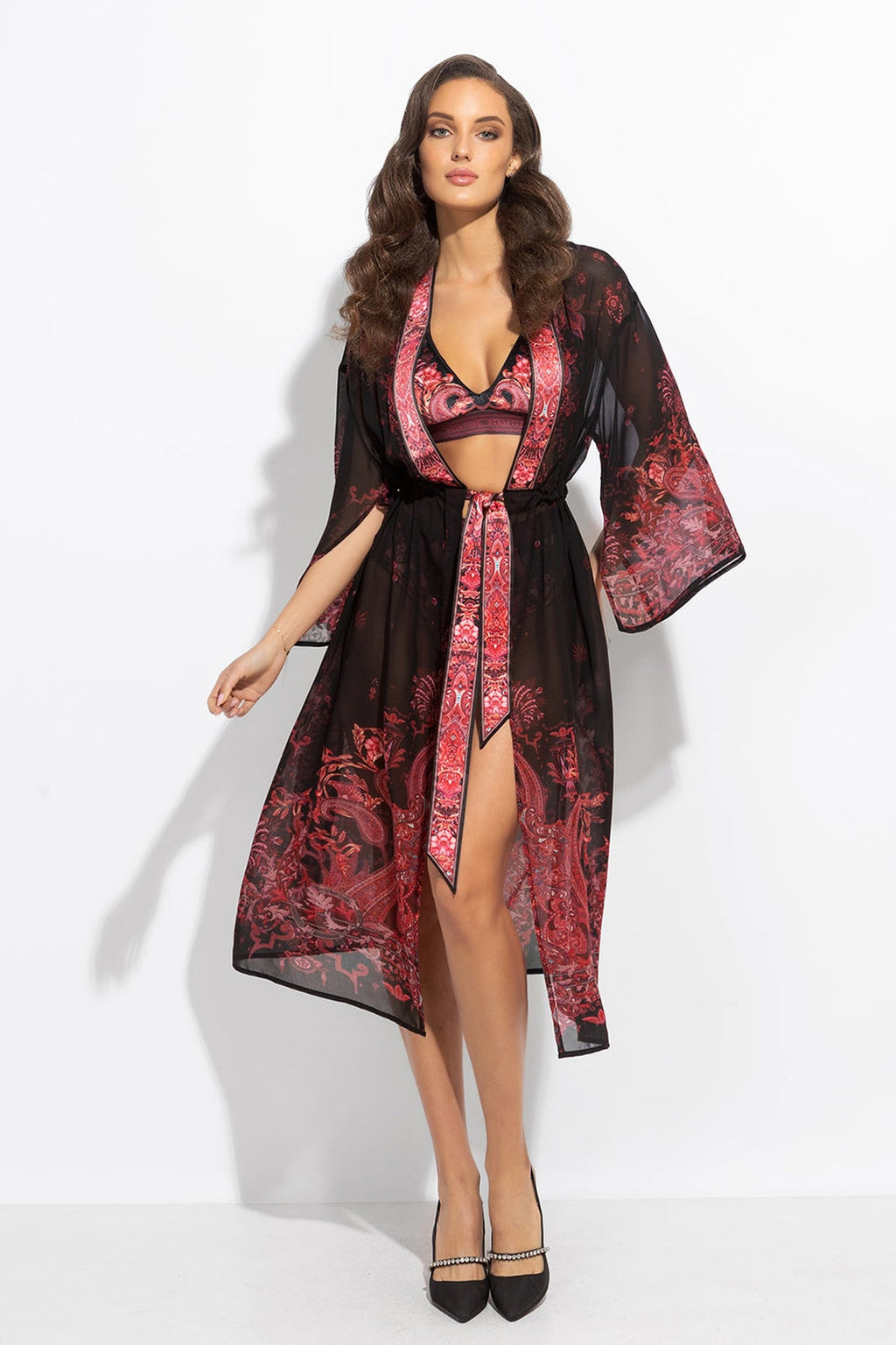 FRENCH CHIFFON KIMONO - PAISLEY DARK JIORO КИМОНО ОТ ФРЕНСКИ ШИФОН - PAISLEY DARK JIORO