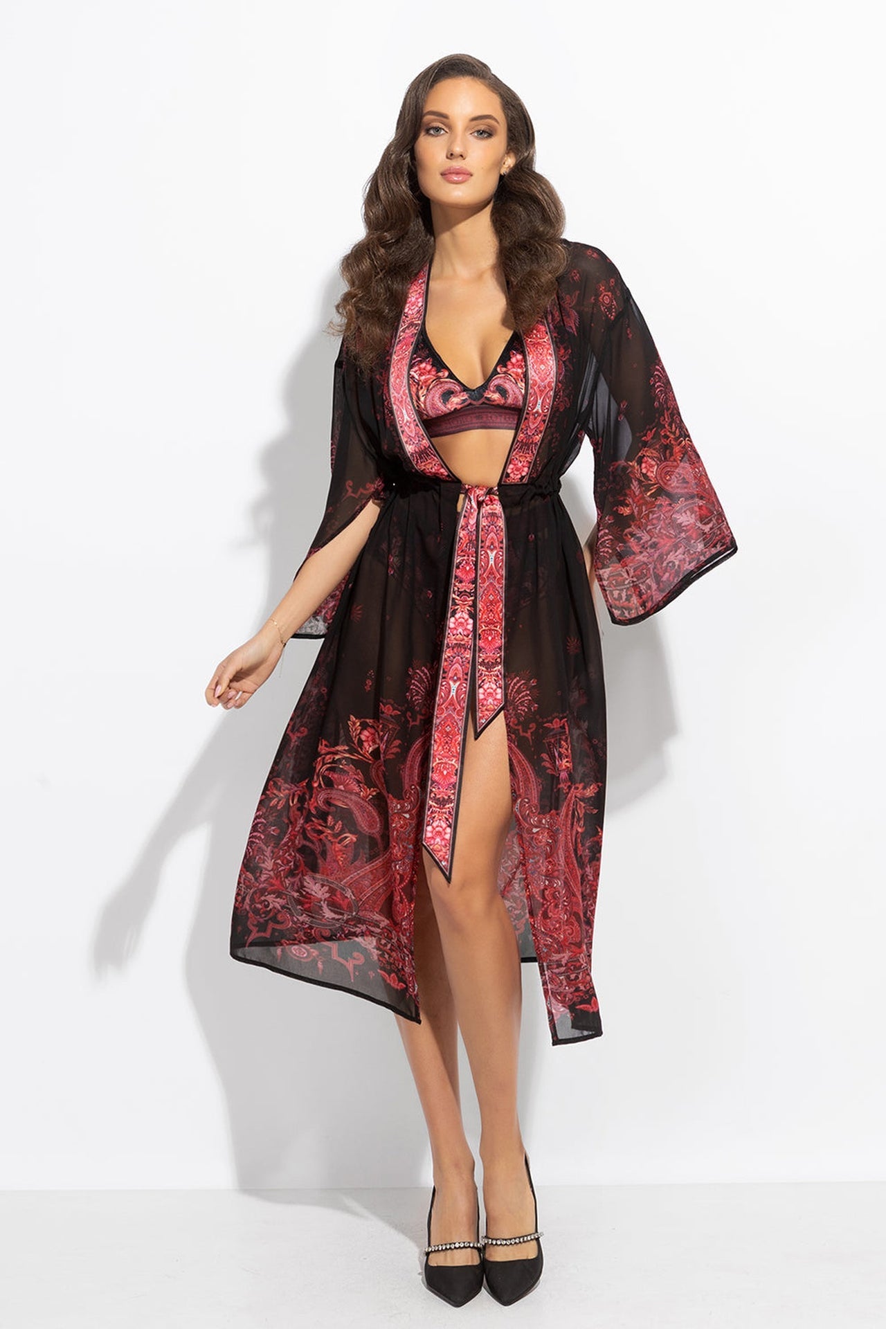 FRENCH CHIFFON KIMONO - PAISLEY DARK JIORO КИМОНО ОТ ФРЕНСКИ ШИФОН - PAISLEY DARK JIORO