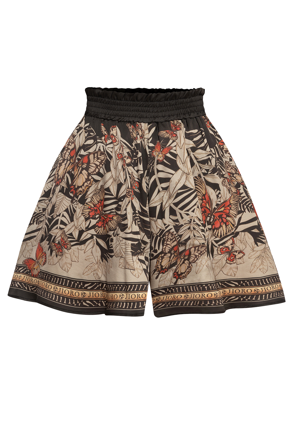 FLARED VISCOSE BERMUDA SHORTS WITH ELASTIC WAIST - MIDNIGHT BUTTERFLIES JIORO РАЗКРОЕНИ БЕРМУДИ ОТ ВИСКОЗА С ЕЛАСТИЧНА ТАЛИЯ - MIDNIGHT BUTTERFLIES JIORO