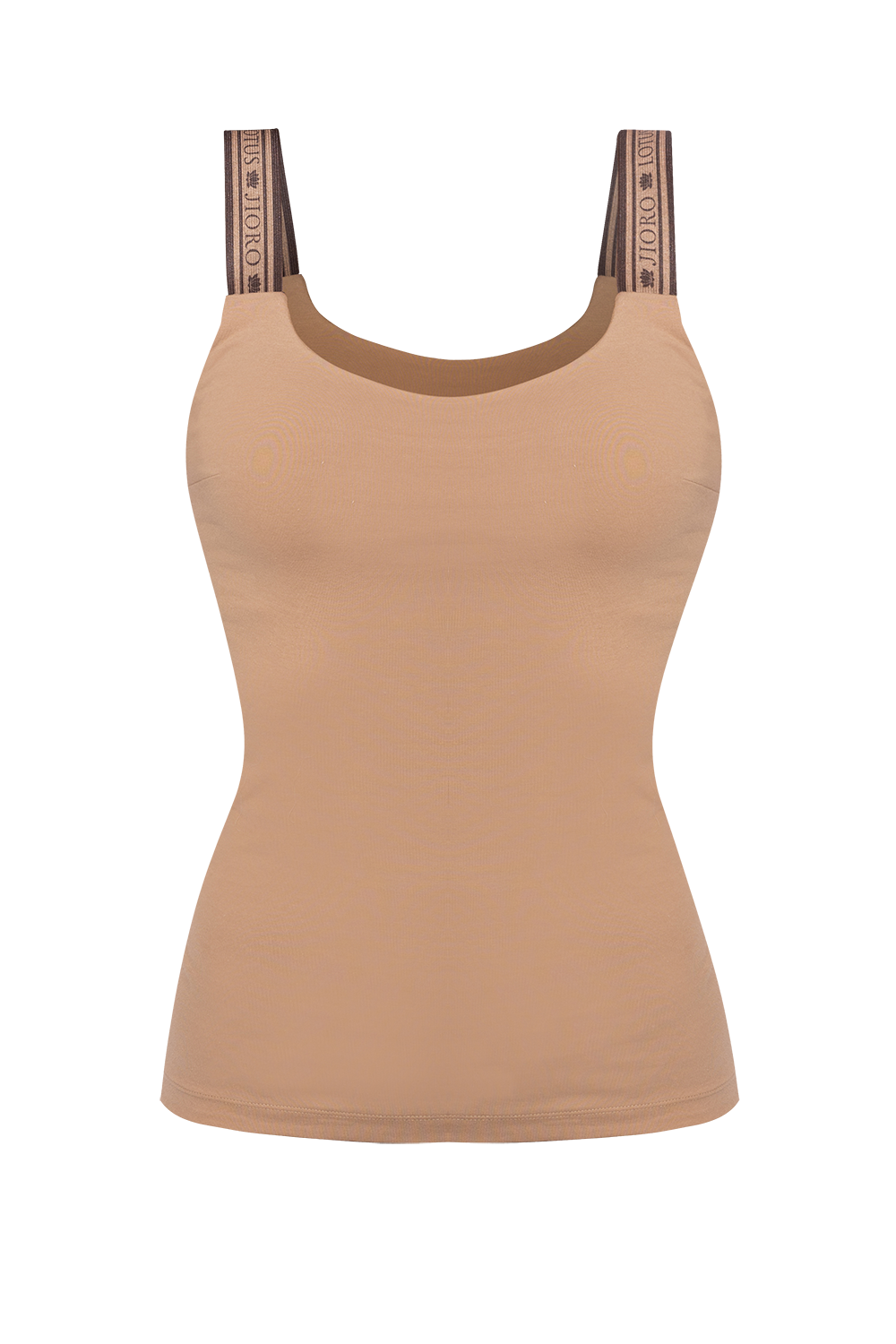 JERSEY TANK TOP IN BEIGE WITH ELASTIC STRAPS MOCHA MOUSSE LOGO - ESSENTIALS