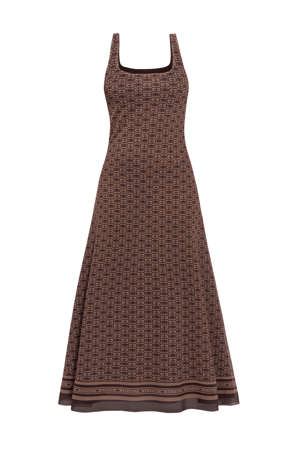 MESH BACKLESS LONG DRESS - MOCHA MOUSSE LOGO