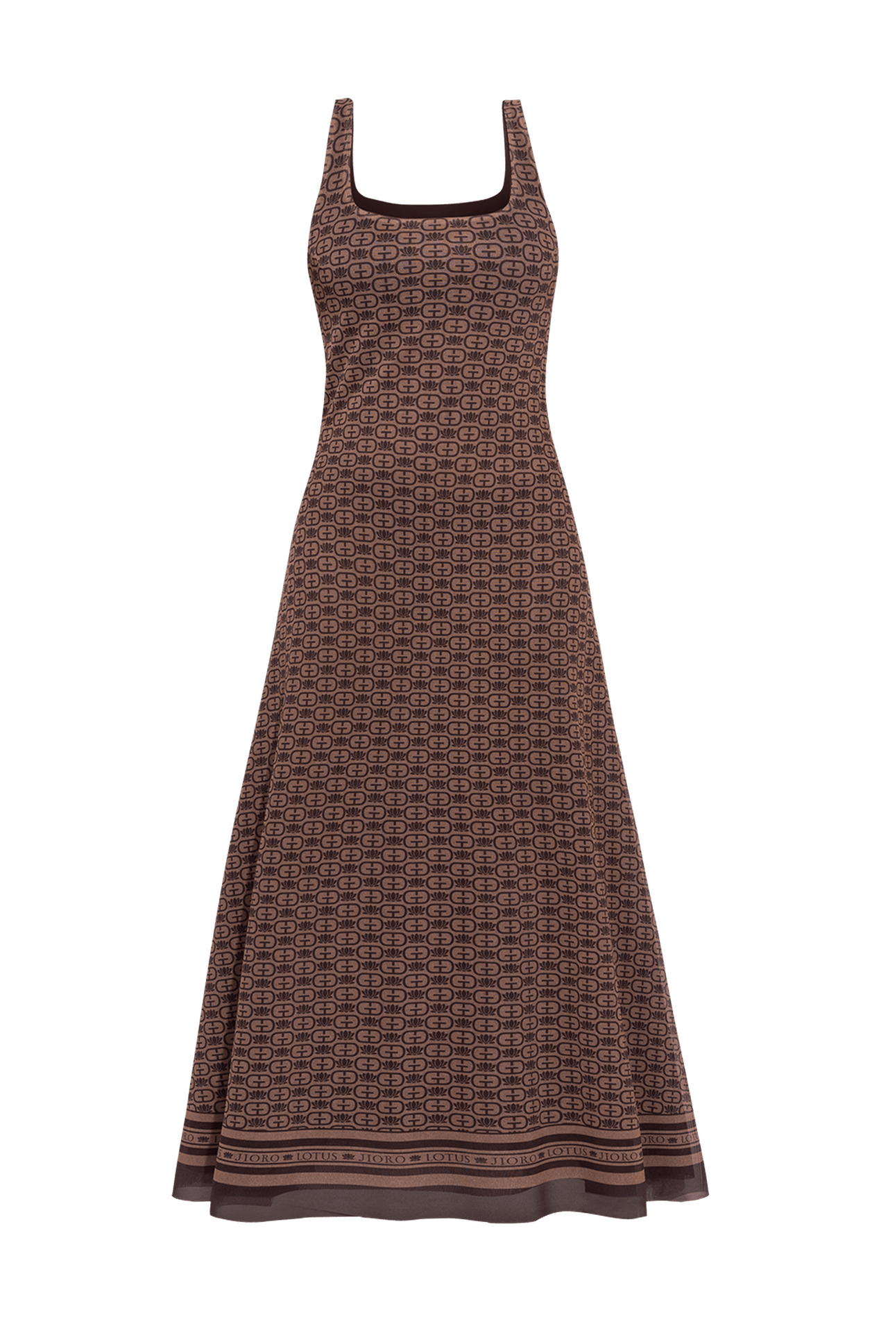 MESH BACKLESS LONG DRESS - MOCHA MOUSSE LOGO