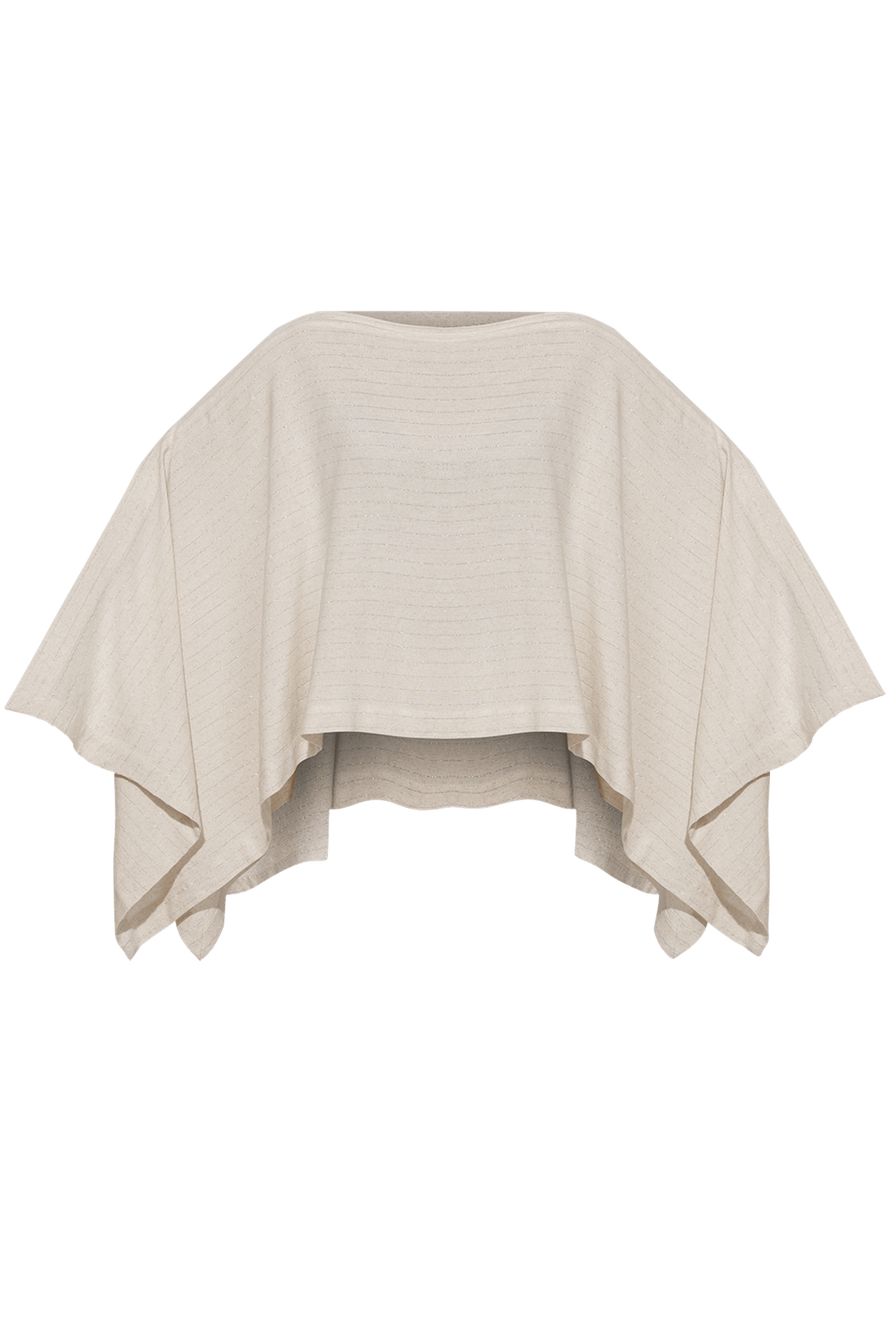 RELAXED VISCOSE-LINEN TUNIC WITH SIDE SLITS IN ECRU STRIPED - ESSENTIALS - Fashion Roots