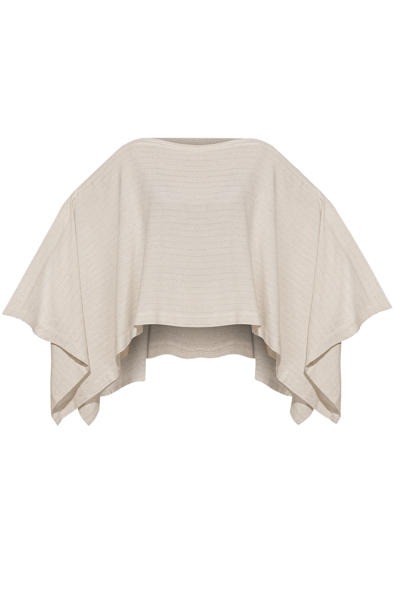 RELAXED VISCOSE-LINEN TUNIC WITH SIDE SLITS IN ECRU STRIPED - ESSENTIALS