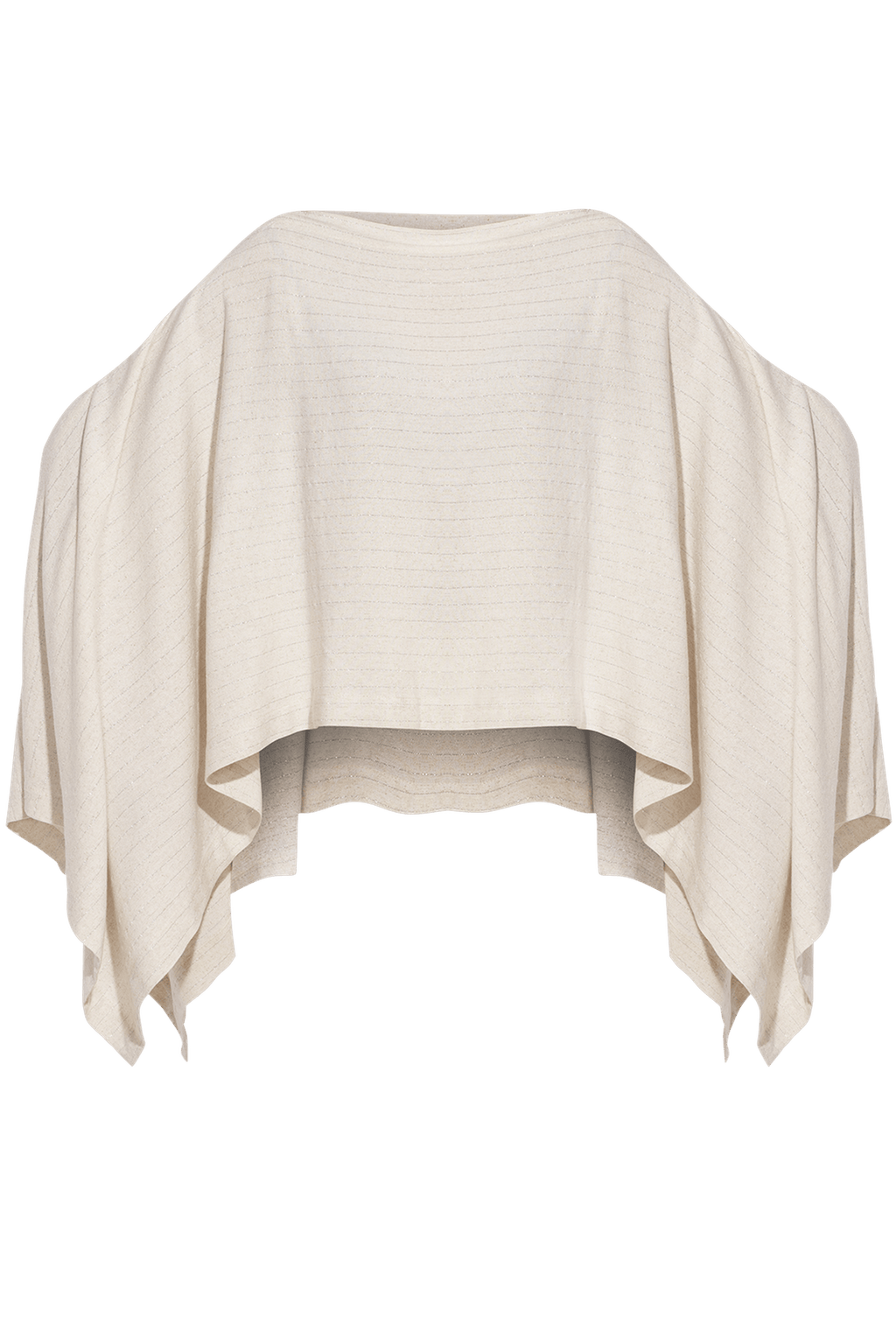 RELAXED VISCOSE-LINEN TUNIC WITH SIDE SLITS IN ECRU STRIPED - ESSENTIALS