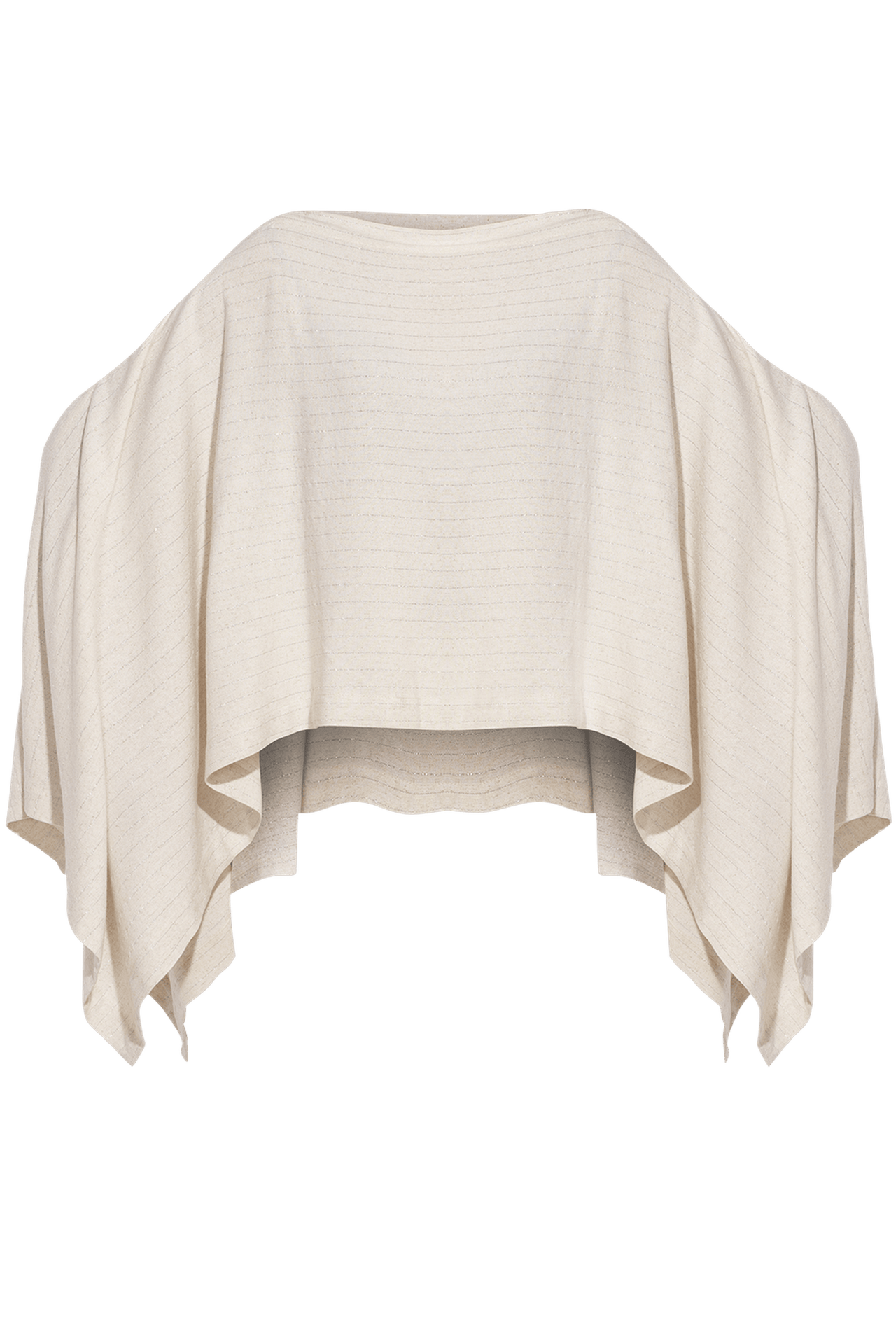 RELAXED VISCOSE-LINEN TUNIC WITH SIDE SLITS IN ECRU STRIPED - ESSENTIALS