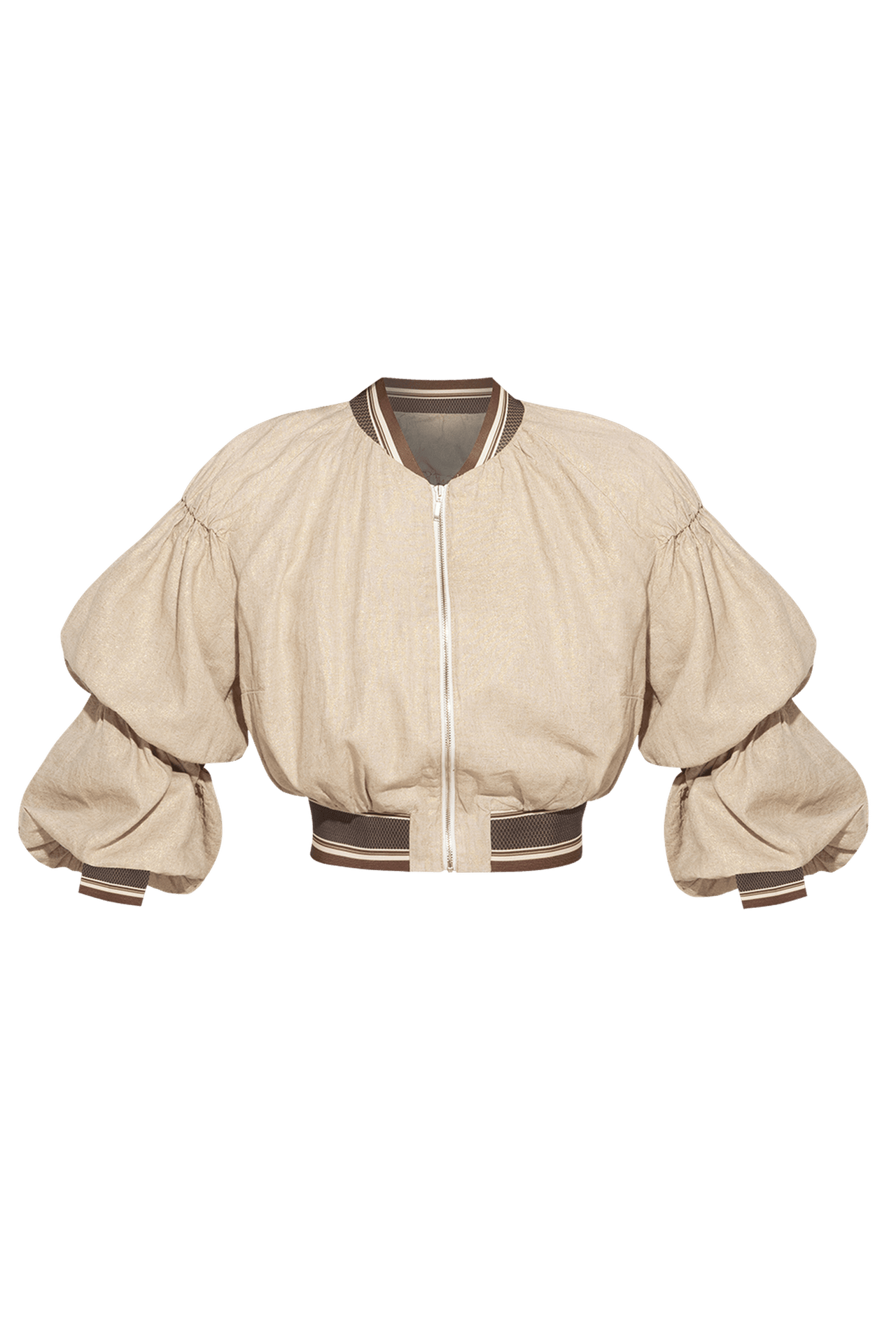 LINEN BOMBER JACKET - ESSENTIALS - Fashion Roots