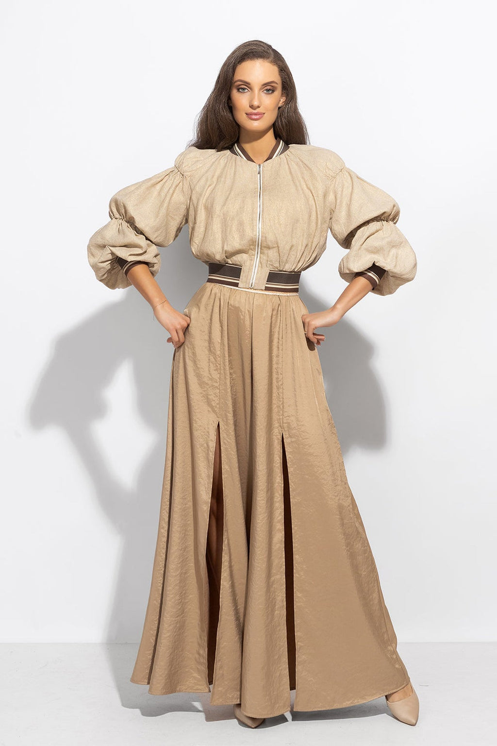 LINEN BOMBER JACKET - ESSENTIALS - Fashion Roots