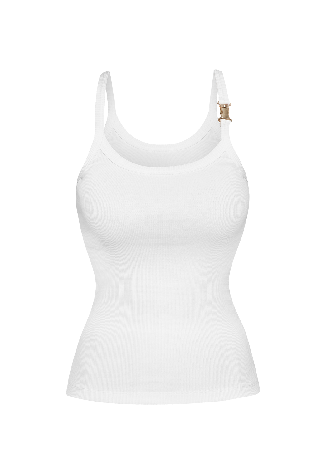 COTTON RIBBED CAMI TOP WITH THIN STRAPS IN WHITE - ESSENTIALS