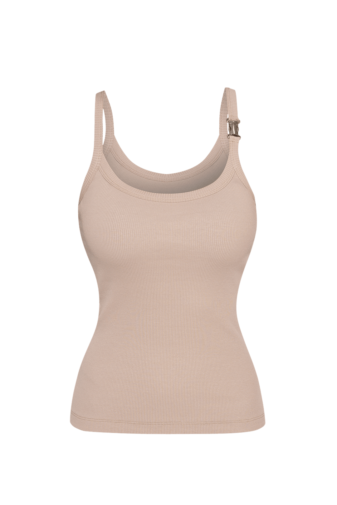 COTTON RIBBED CAMI TOP WITH THIN STRAPS IN BEIGE - ESSENTIALS JIORO  ПАМУЧЕН РИПСЕН ПОТНИК С ТЪНКИ ПРЕЗРАМКИ В БЕЖОВО - ESSENTIALS JIORO