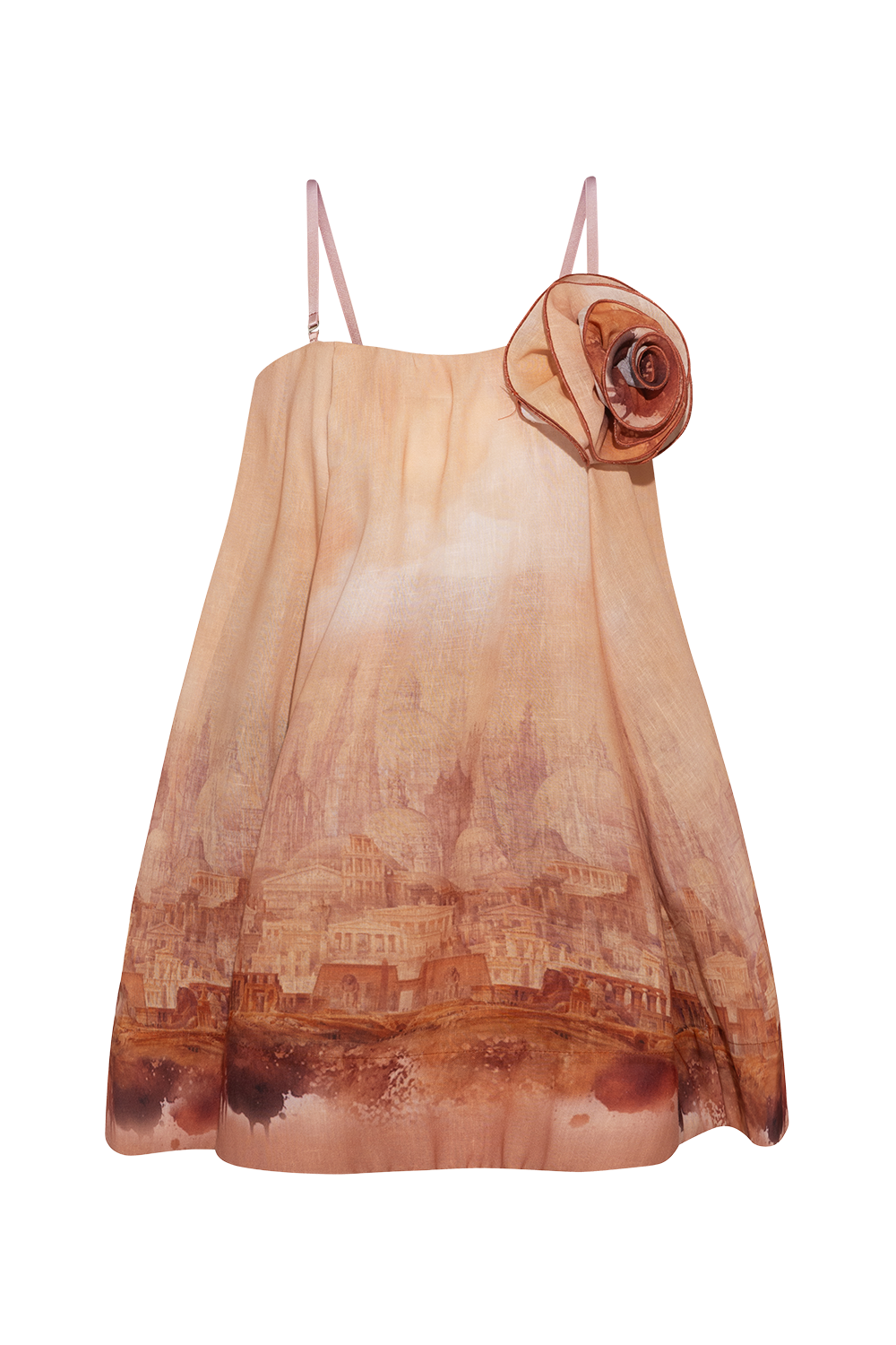 A-LINE CORSET LINEN DRESS WITH FLORAL DETAILS - ANCIENT TOWN JIORO ЛЕНЕНА РОКЛЯ А-СИЛУЕТ С КОРСЕТ И АКСЕСОАР ЦВЕТЕ - ANCIENT TOWN JIORO