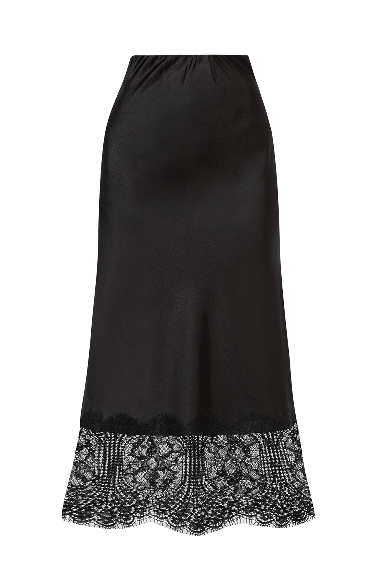 FLARED SKIRT WITH LACE TRIM IN BLACK - ESSENTIALS JIORO РАЗКРОЕНА ПОЛА С ДАНТЕЛЕН КАНТ В ЧЕРНО – ESSENTIALS JIORO