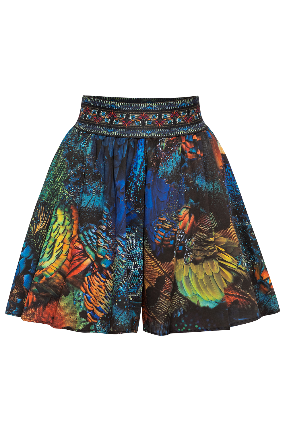 FLARED VISCOSE BERMUDA SHORTS WITH ELASTIC WAIST - AMAZONIA