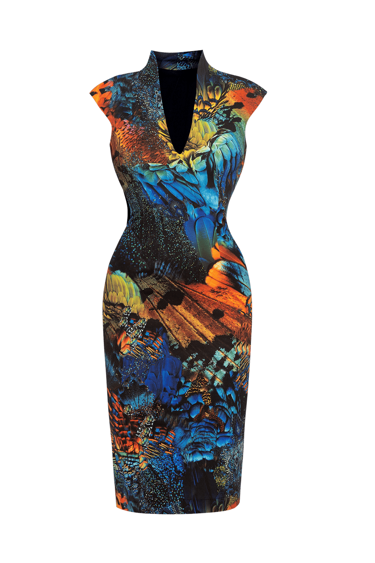 COTTON TWILL FITTED DRESS WITH DEEP NECKLINE - AMAZONIA JIORO ВТАЛЕНА РОКЛЯ С ДЪЛБОКО ДЕКОЛТЕ ОТ ПАМУЧЕН ТВИЛ - AMAZONIA JIORO