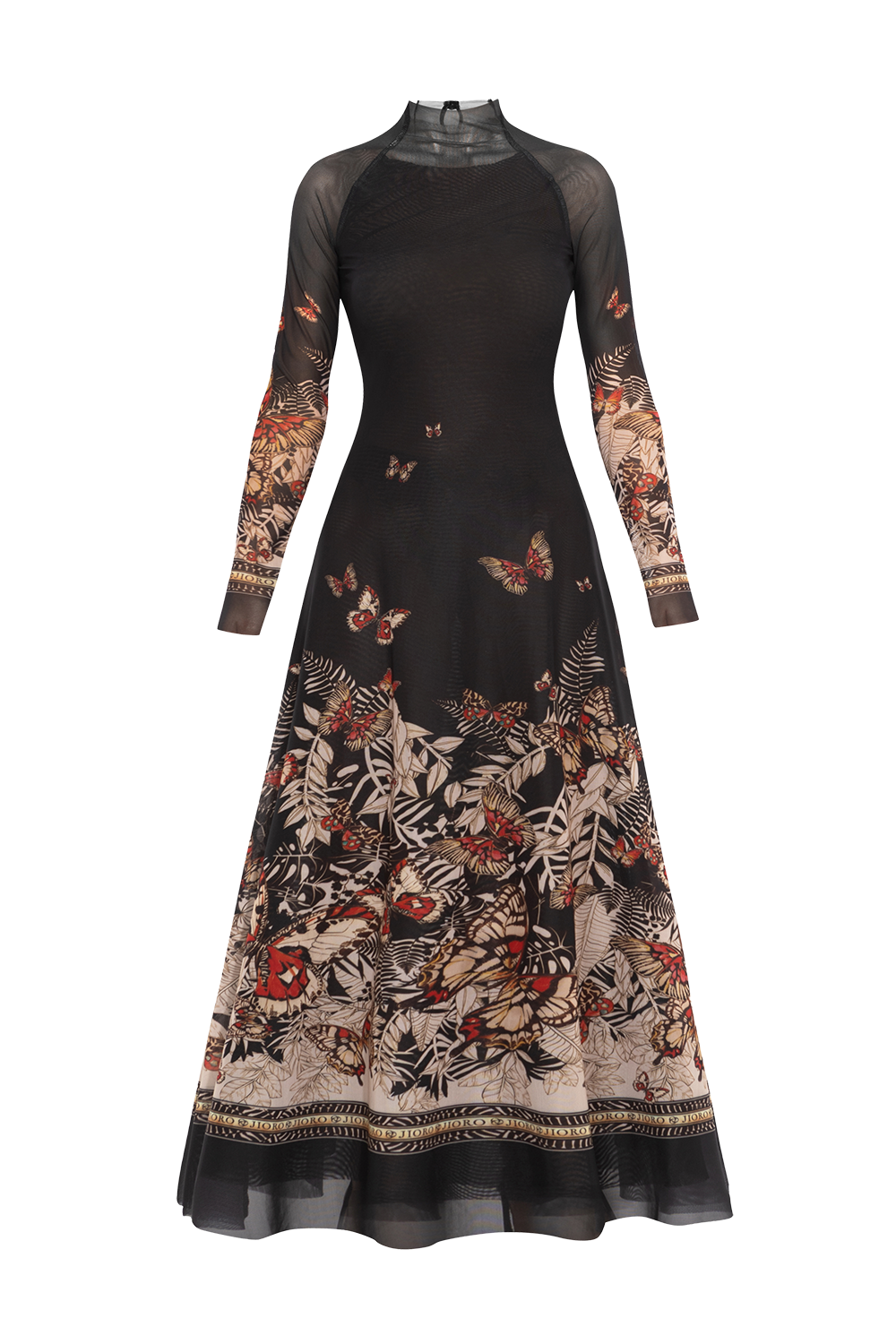 LONG FINE NET DRESS - MIDNIGHT BUTTERFLIES JIORO ДЪЛГА РОКЛЯ ОТ ФИНА МРЕЖА - MIDNIGHT BUTTERFLIES JIORO