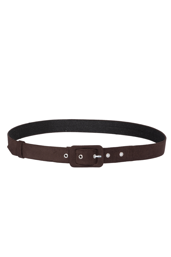 SUEDE-EFFECT BELT IN DARK BROWN - ESSENTIALS JIORO КОЛАН В ТЪМНО КАФЯВО С ВЕЛУРЕН ЕФЕКТ - ESSENTIALS JIORO