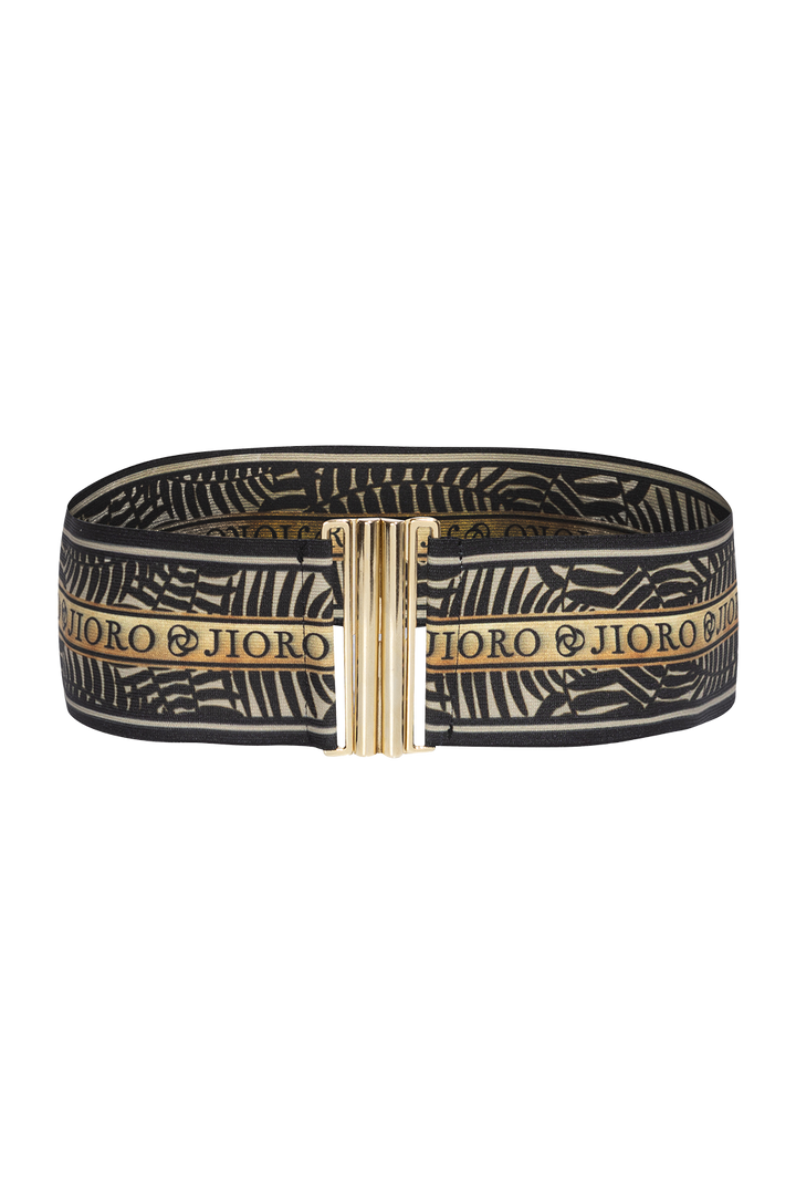 WIDE ELASTIC BELT WITH BUCKLE - MIDNIGHT BUTTERFLIES