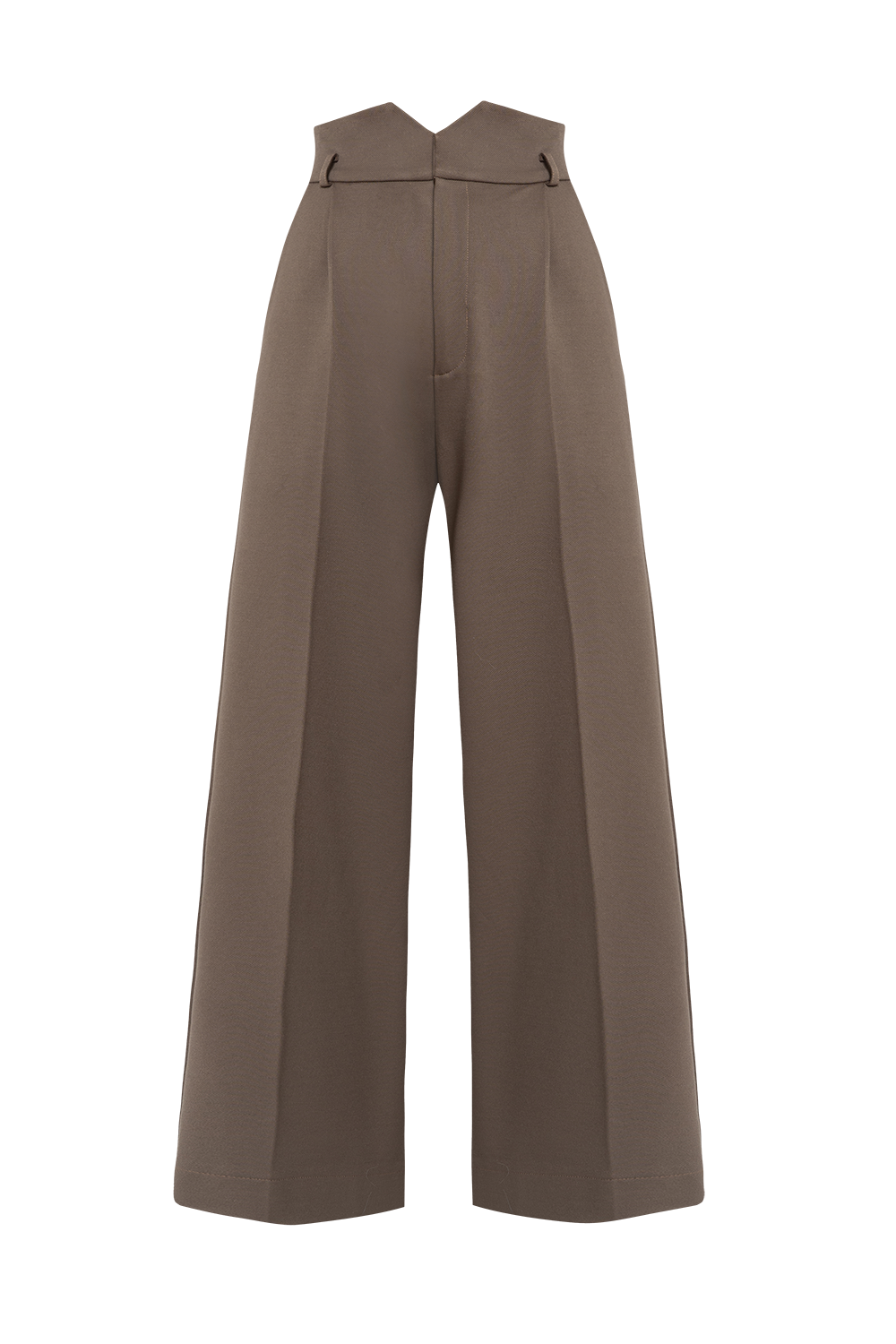 VISCOSE BLEND HIGH-WAISTED TROUSERS IN MOCHA - ESSENTIALS - Fashion Roots