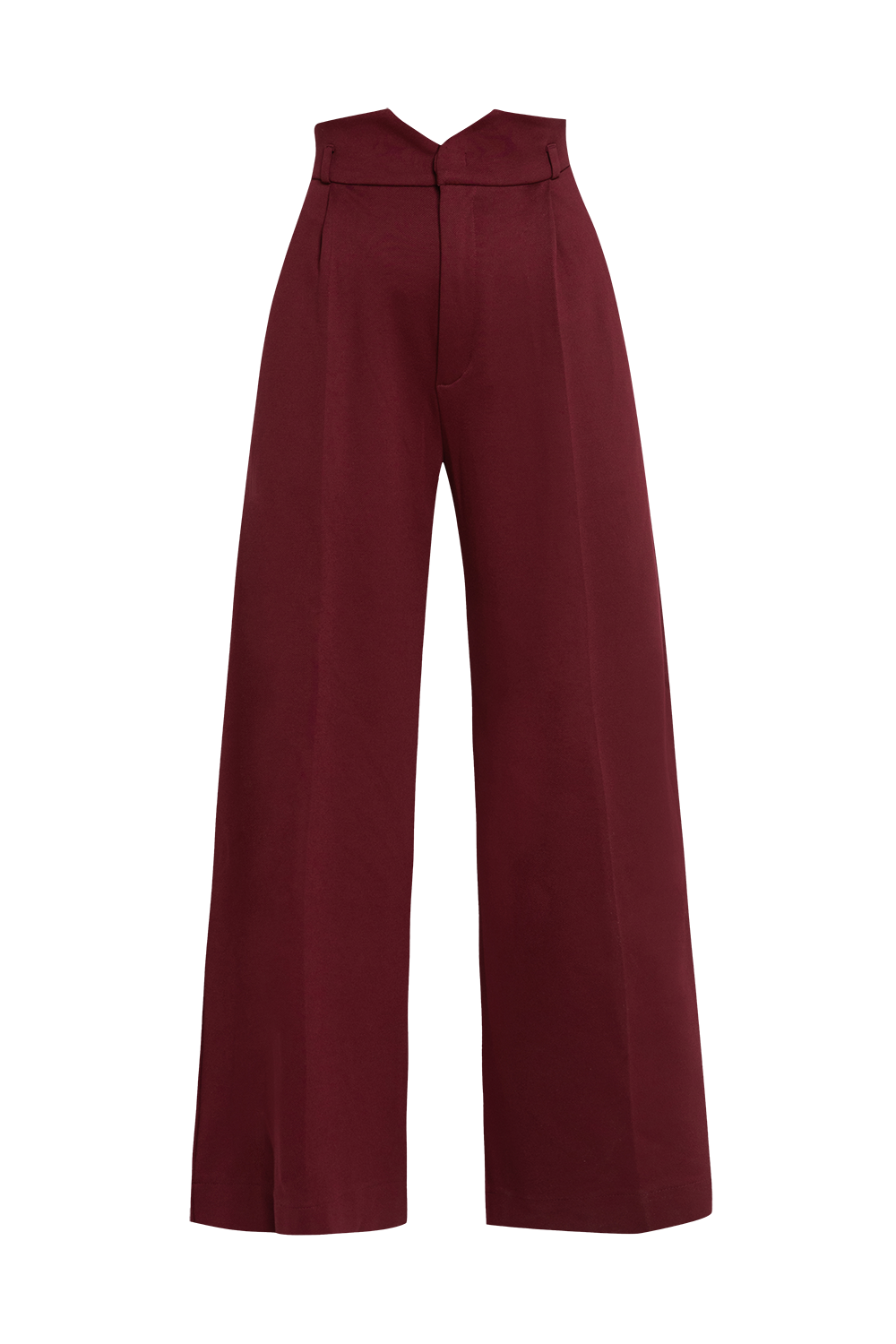 PANTALON TAILLE HAUTE EN MÉLANGE DE VISCOSE BORDEAUX – ESSENTIALS