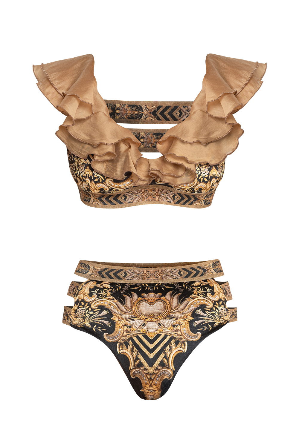 VELVET BIKINI-STYLE BOTTOM - GOLDEN STRIPES JIORO ДОЛНИЩЕ НА БАНСКИ ОТ КАДИФЕ- GOLDEN STRIPES JIORO
