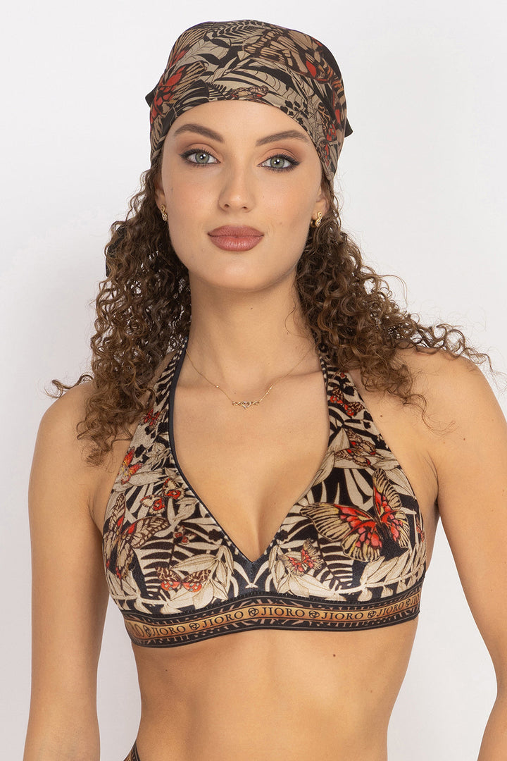 SQUARE VISCOSE HEADSCARF - MIDNIGHT BUTTERFLIES - Fashion Roots