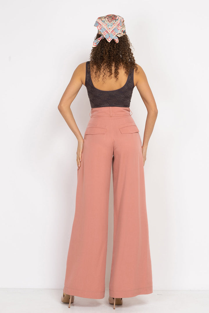 POWDER LOOSE-FIT LYOCELL PANTS WITH PLEATS - ESSENTIALS JIORO СВОБОДЕН ПАНТАЛОН ОТ ЛИОСЕЛ В ЦВЯТ ПУДРА - ESSENTIALS JIORO