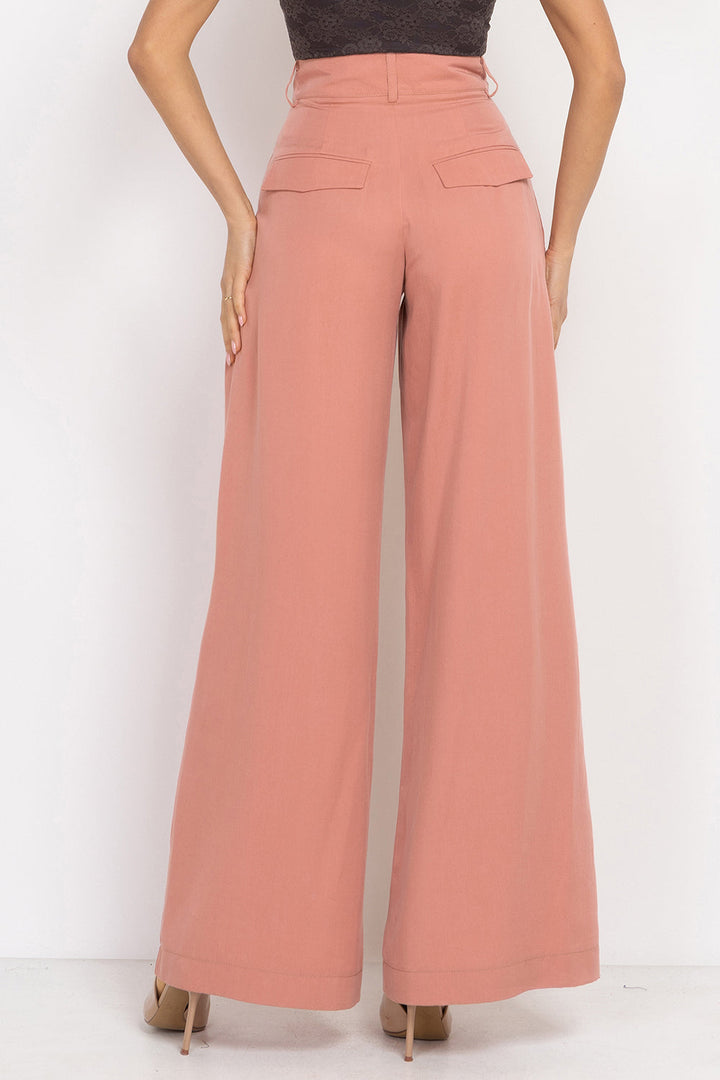 POWDER LOOSE-FIT LYOCELL PANTS WITH PLEATS - ESSENTIALS JIORO СВОБОДЕН ПАНТАЛОН ОТ ЛИОСЕЛ В ЦВЯТ ПУДРА - ESSENTIALS JIORO
