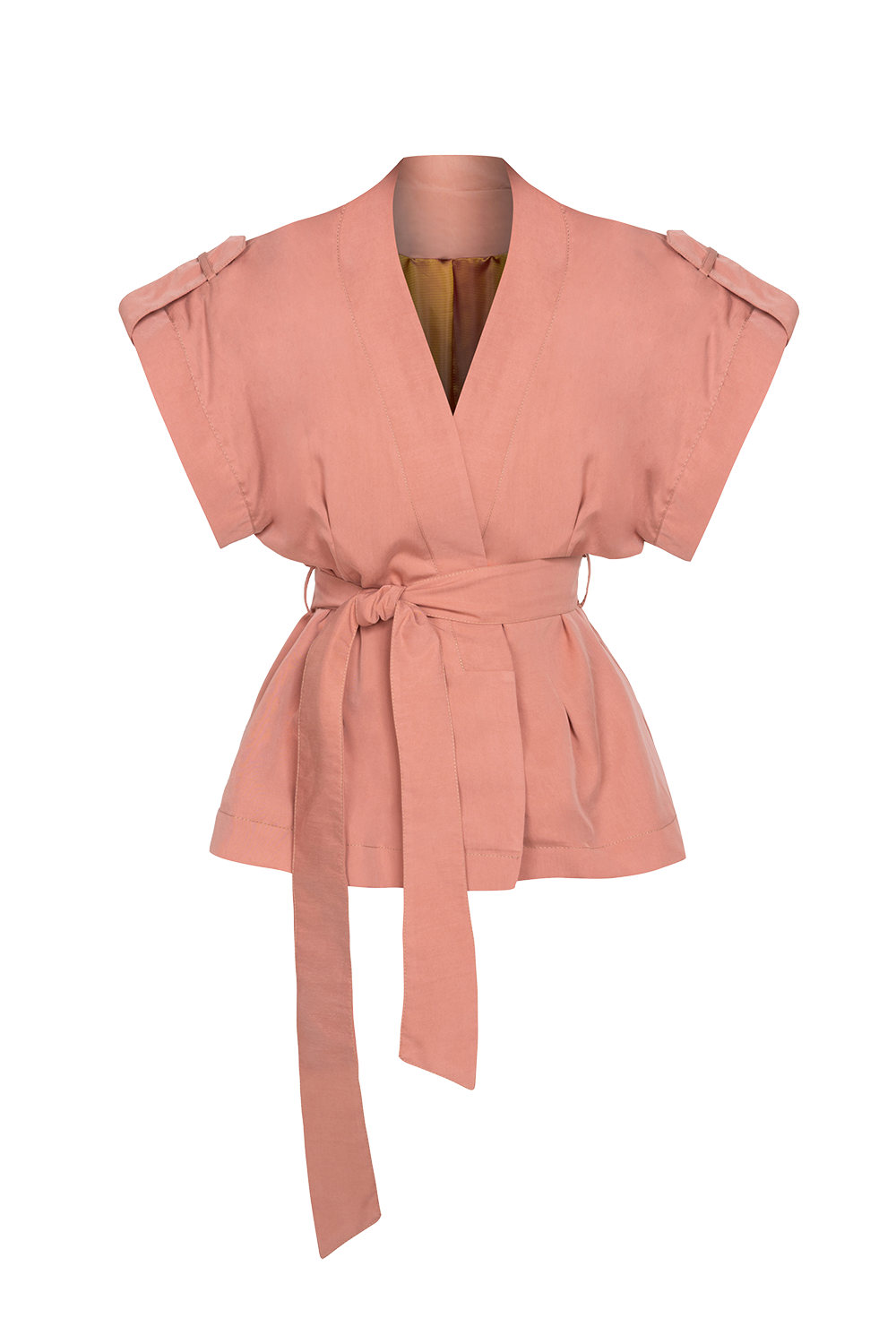 POWDER SHORT-SLEEVE JACKET WITH BELT AND LINING - ESSENTIALS