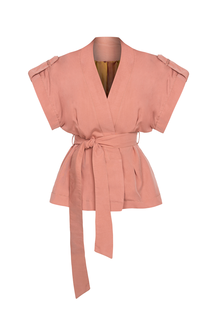 POWDER SHORT-SLEEVE JACKET WITH BELT AND LINING - ESSENTIALS