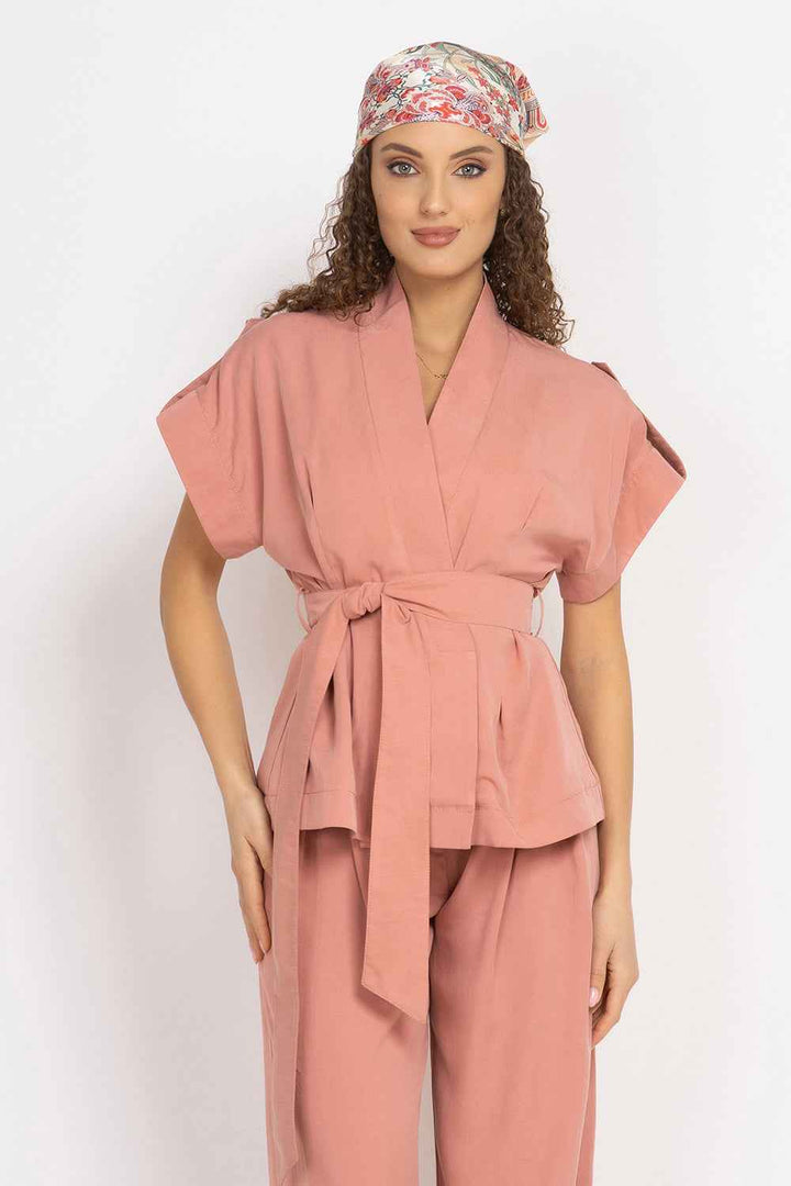 POWDER SHORT-SLEEVE JACKET WITH BELT AND LINING - ESSENTIALS