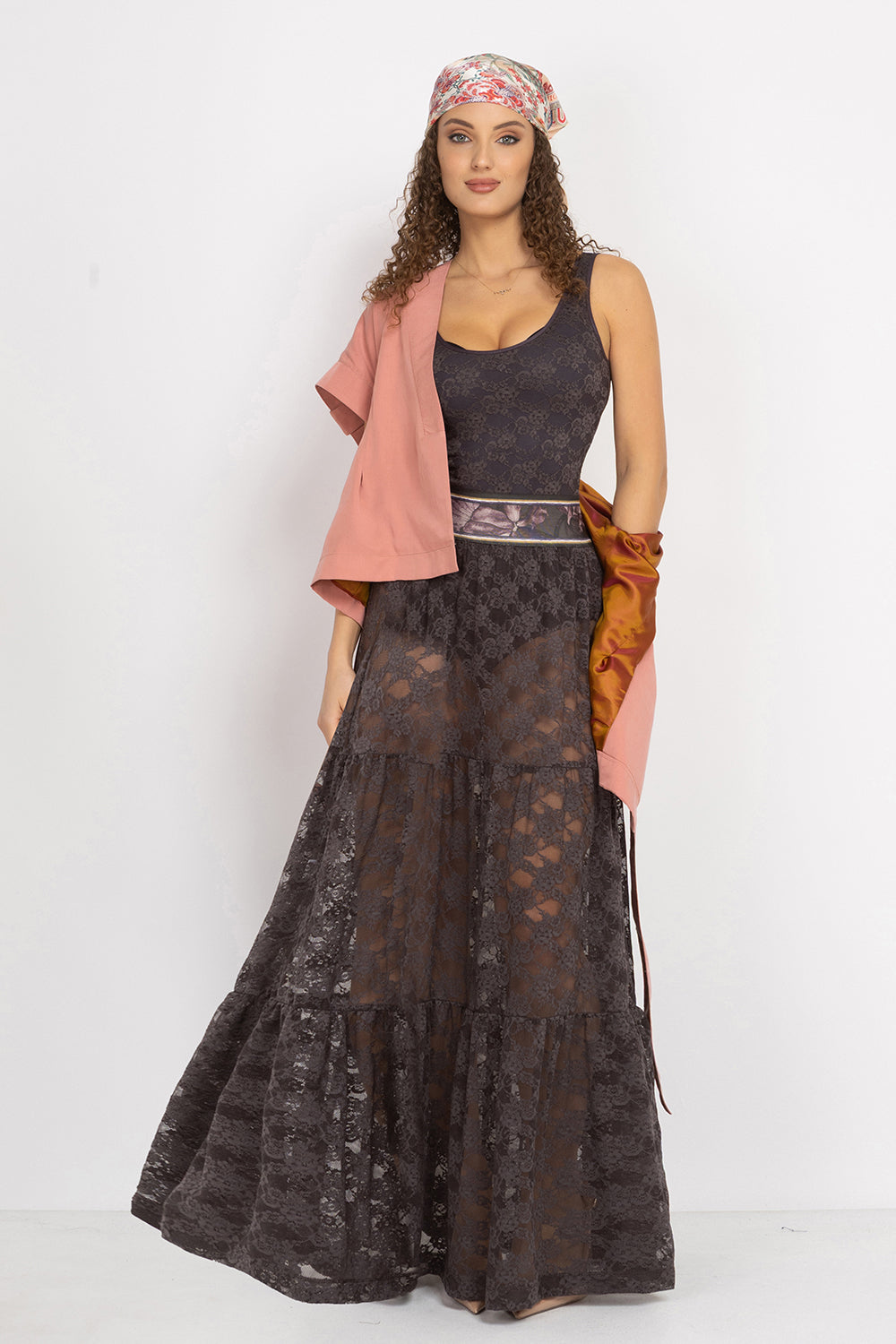 ESPRESSO BOHO LACE SKIRT WITH SHORT LINING - ESSENTIALS