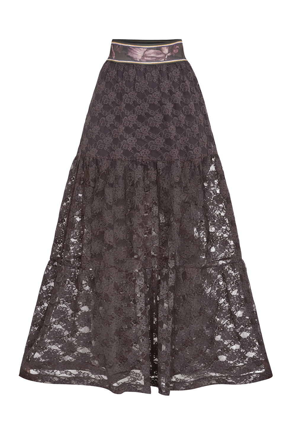 ESPRESSO BOHO LACE SKIRT WITH SHORT LINING - ESSENTIALS JIORO ДАНТЕЛЕНА БОХО ПОЛА В ЦВЯТ ЕСПРЕСО С КЪСА ПАМУЧНА ПОДПЛАТА- ESSENTIALS JIORO