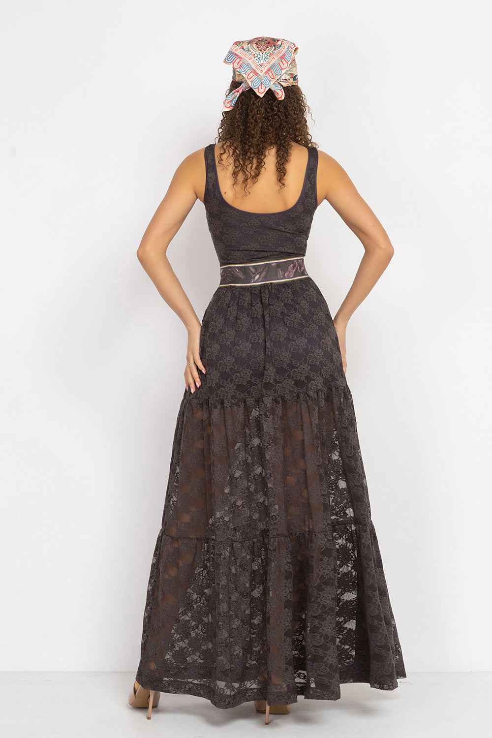 ESPRESSO BOHO LACE SKIRT WITH SHORT LINING - ESSENTIALS