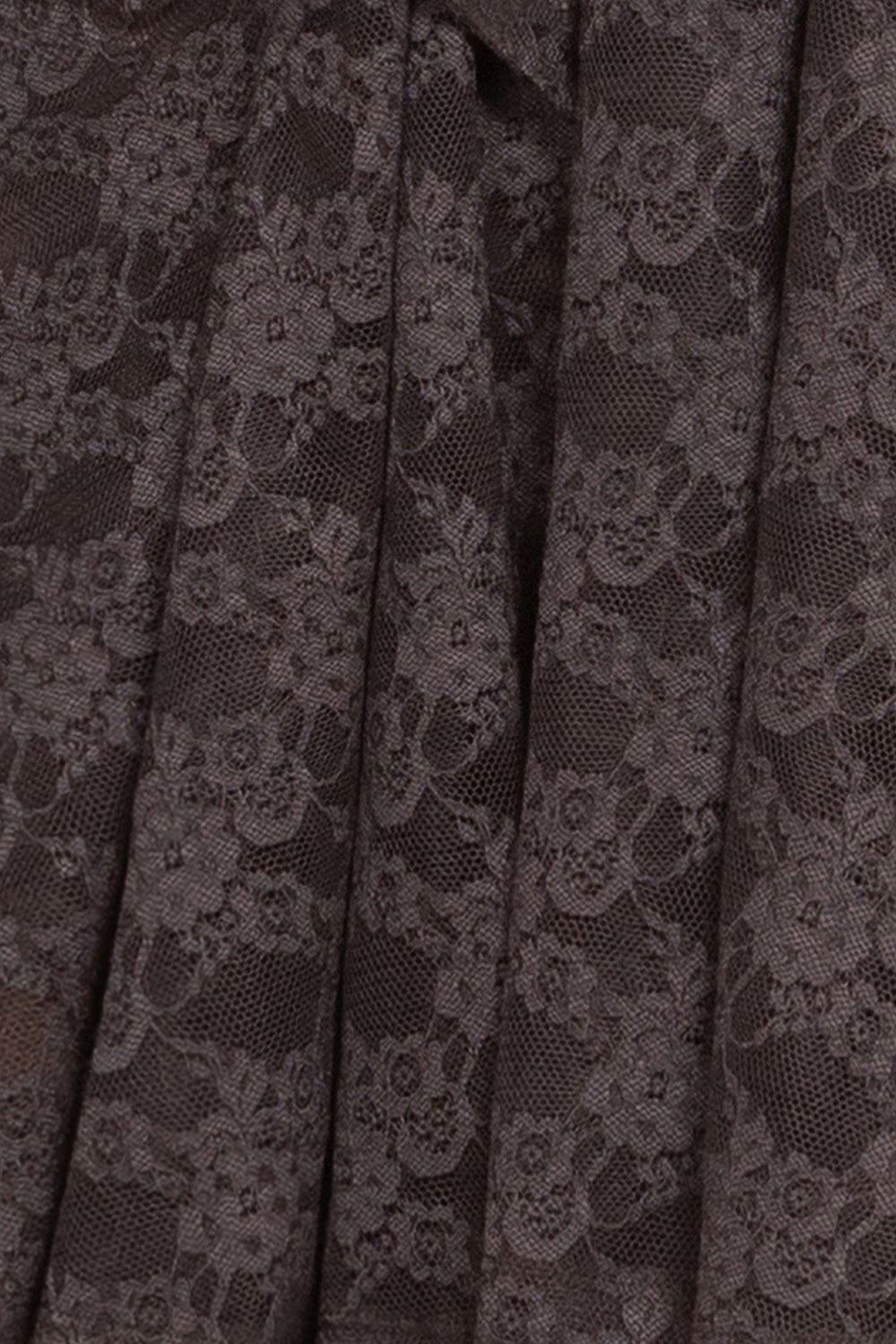 ASYMMETRIC LACE TUNIC WITH GATHERED DETAILS ESPRESSO - ESSENTIALS JIORO АСИМЕТРИЧНА ДАНТЕЛЕНА ТУНИКА С НАБОРИ В ЕСПРЕСО – ESSENTIALS JIORO