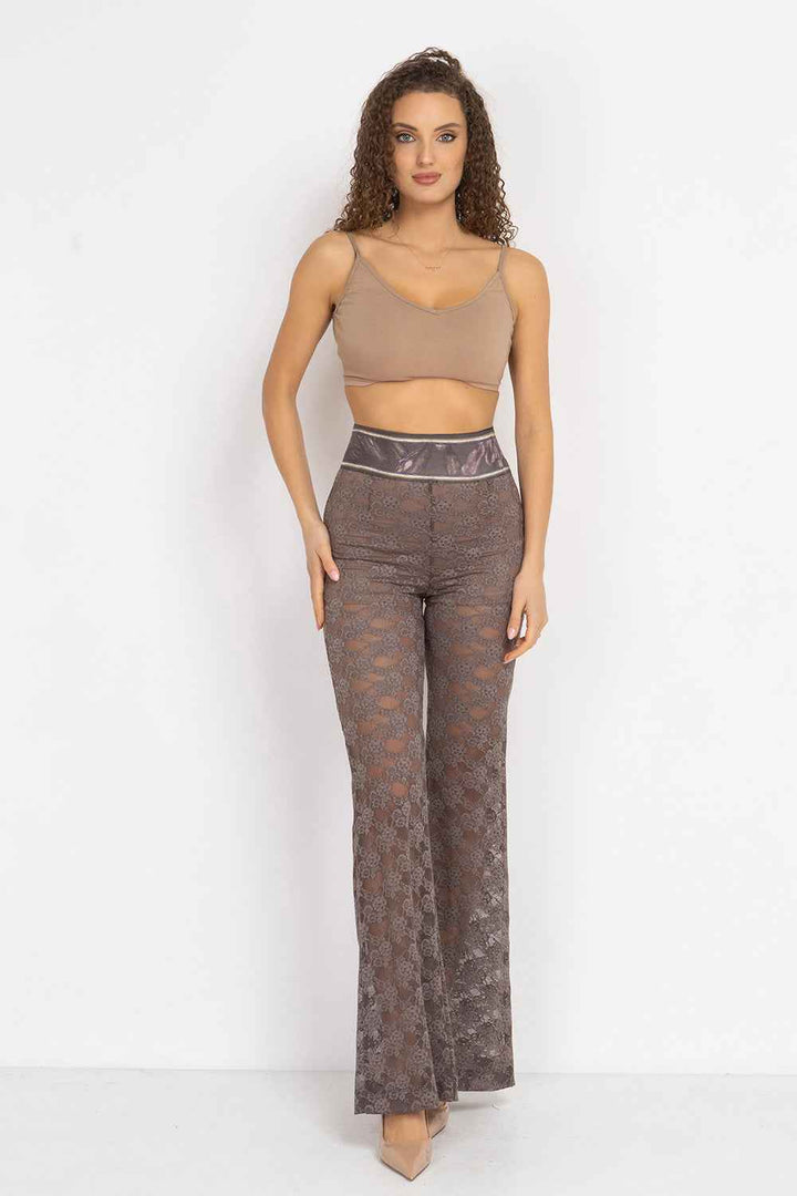 MOCHA LACE CHARLESTON PANTS WITH SEPARATE COTTON SHORTS LINING - ESSENTIALS