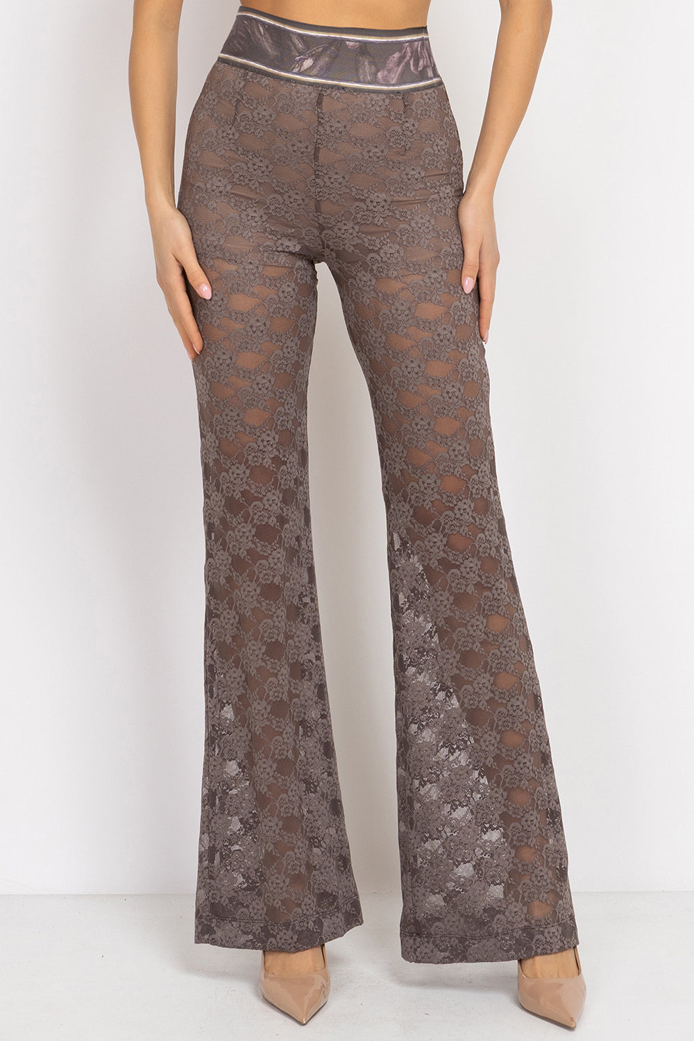 MOCHA LACE CHARLESTON PANTS WITH SEPARATE COTTON SHORTS LINING - ESSENTIALS JIORO ЧАРЛСТОН ПАНТАЛОН ОТ ДАНТЕЛА В МОКА С ОТДЕЛНИ ПАМУЧНИ ПАНТАЛОНКИ - ESSENTIALS JIORO