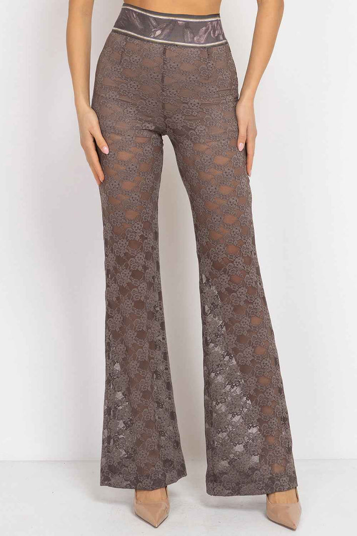 MOCHA LACE CHARLESTON PANTS WITH SEPARATE COTTON SHORTS LINING - ESSENTIALS