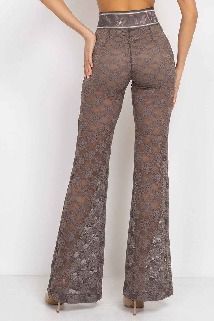 MOCHA LACE CHARLESTON PANTS WITH SEPARATE COTTON SHORTS LINING - ESSENTIALS