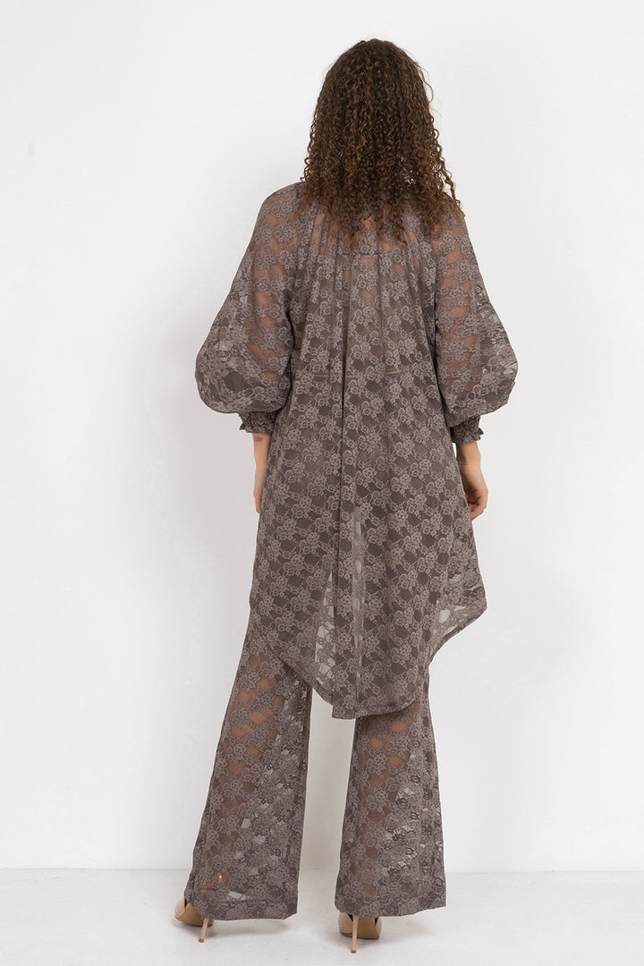 MOCHA LACE CHARLESTON PANTS WITH SEPARATE COTTON SHORTS LINING - ESSENTIALS JIORO ЧАРЛСТОН ПАНТАЛОН ОТ ДАНТЕЛА В МОКА С ОТДЕЛНИ ПАМУЧНИ ПАНТАЛОНКИ - ESSENTIALS JIORO
